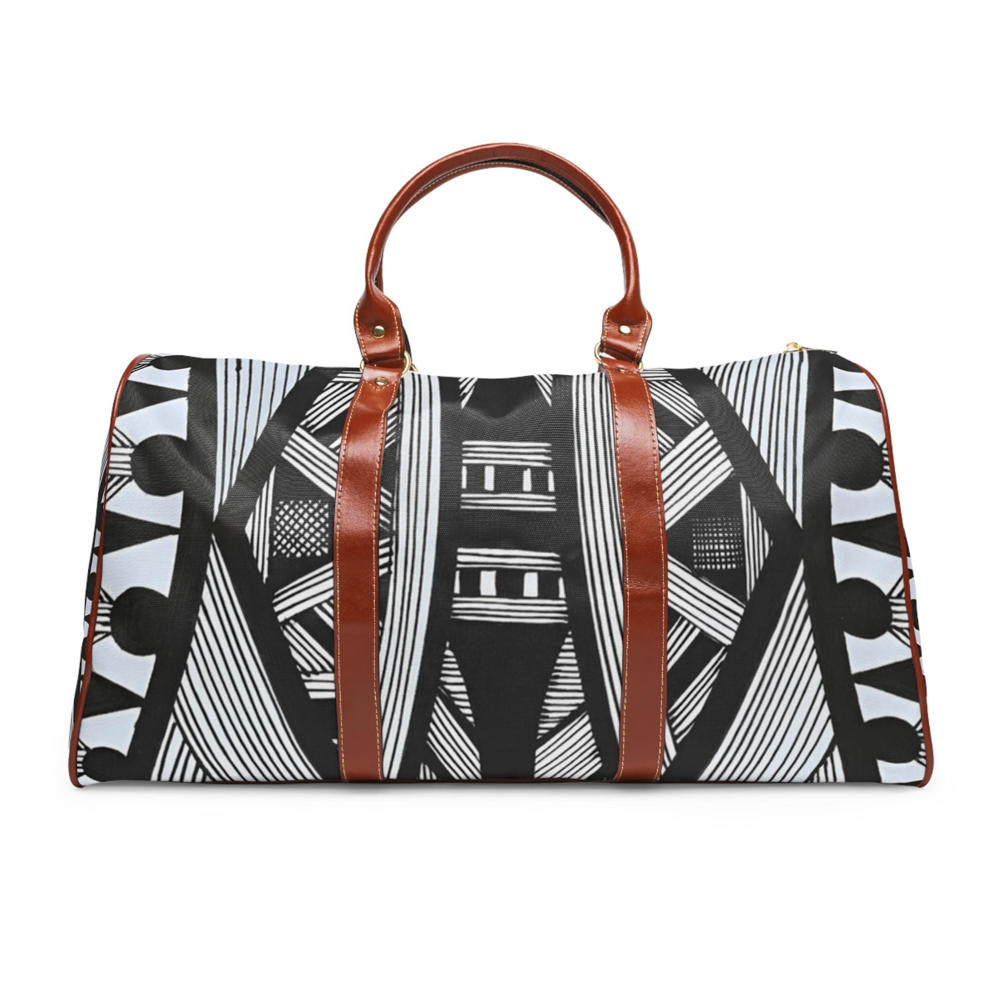 Tribal Island Line Art Waterproof Travel Bag