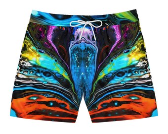 Psychedelische Fluid Art Badeshorts | Buntes Abstrakt AOP