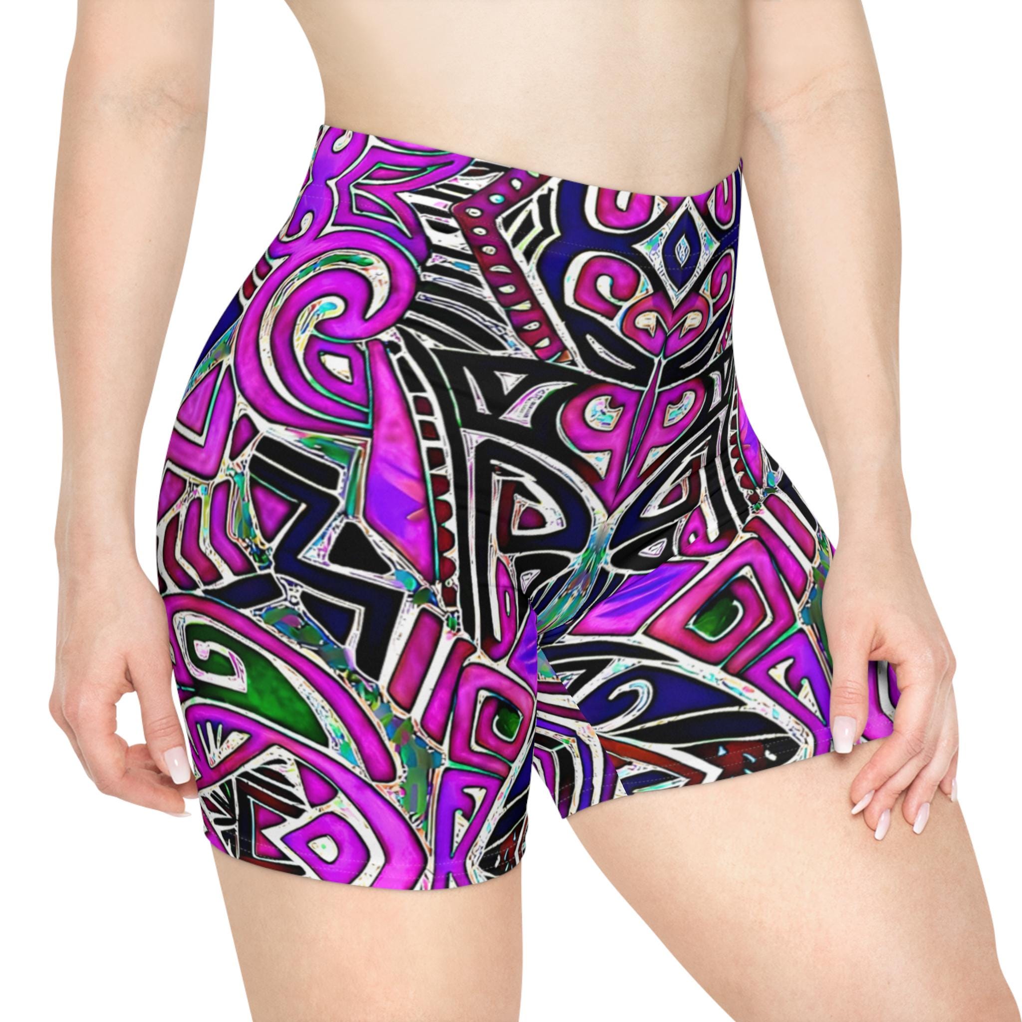Purple Indo - Womens Biker Shorts