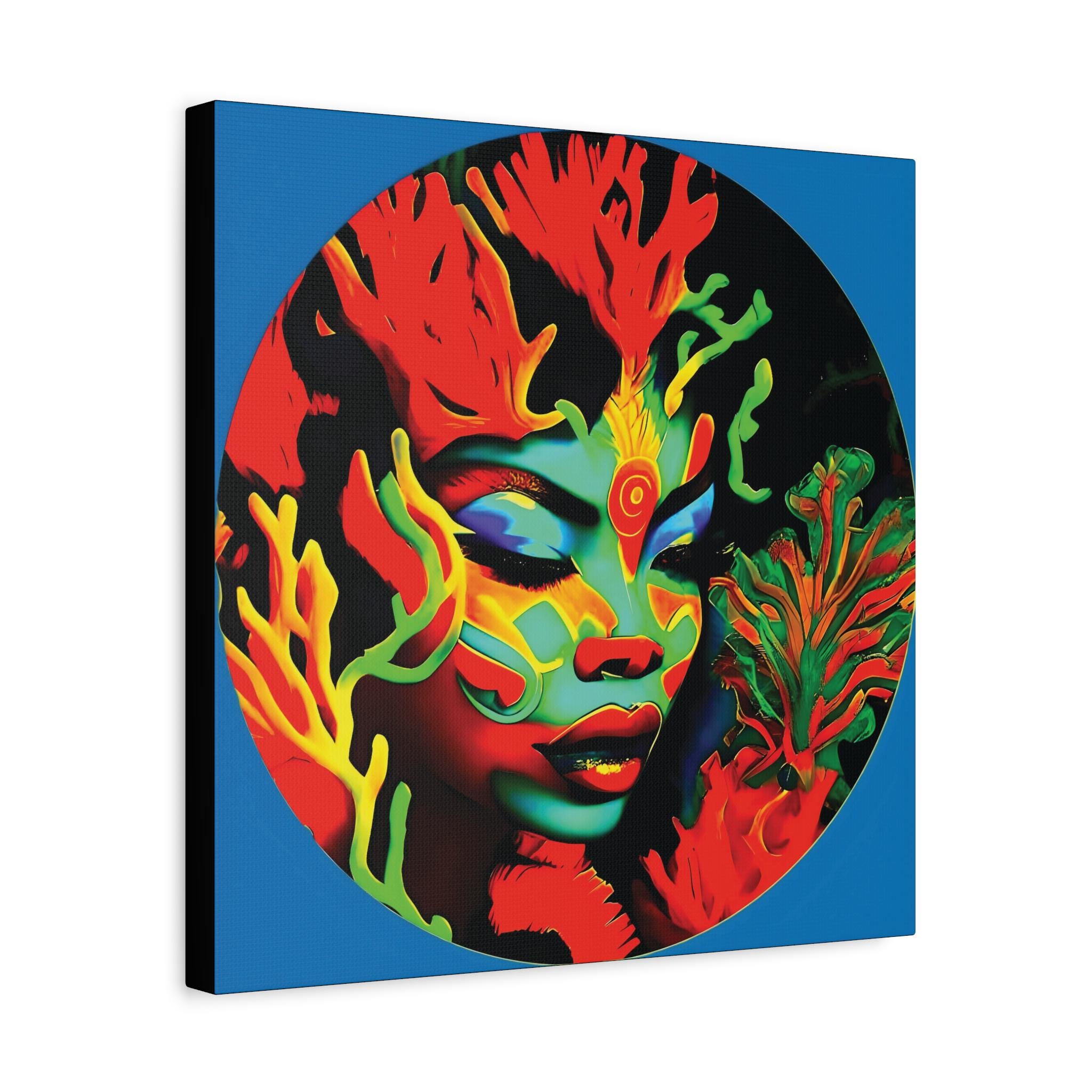 Coral Girl Circle - Canvas Wall Art