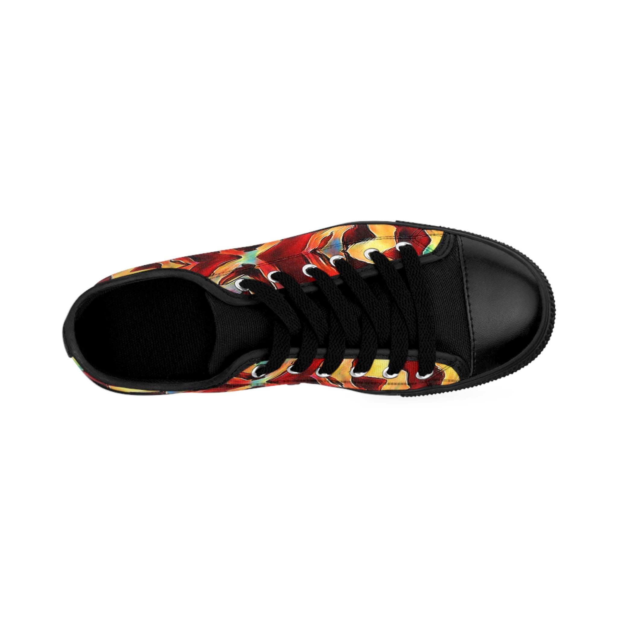 Abstract Flame Pattern Men's Sneakers | Colorful Red Orange Yellow Canvas Shoes