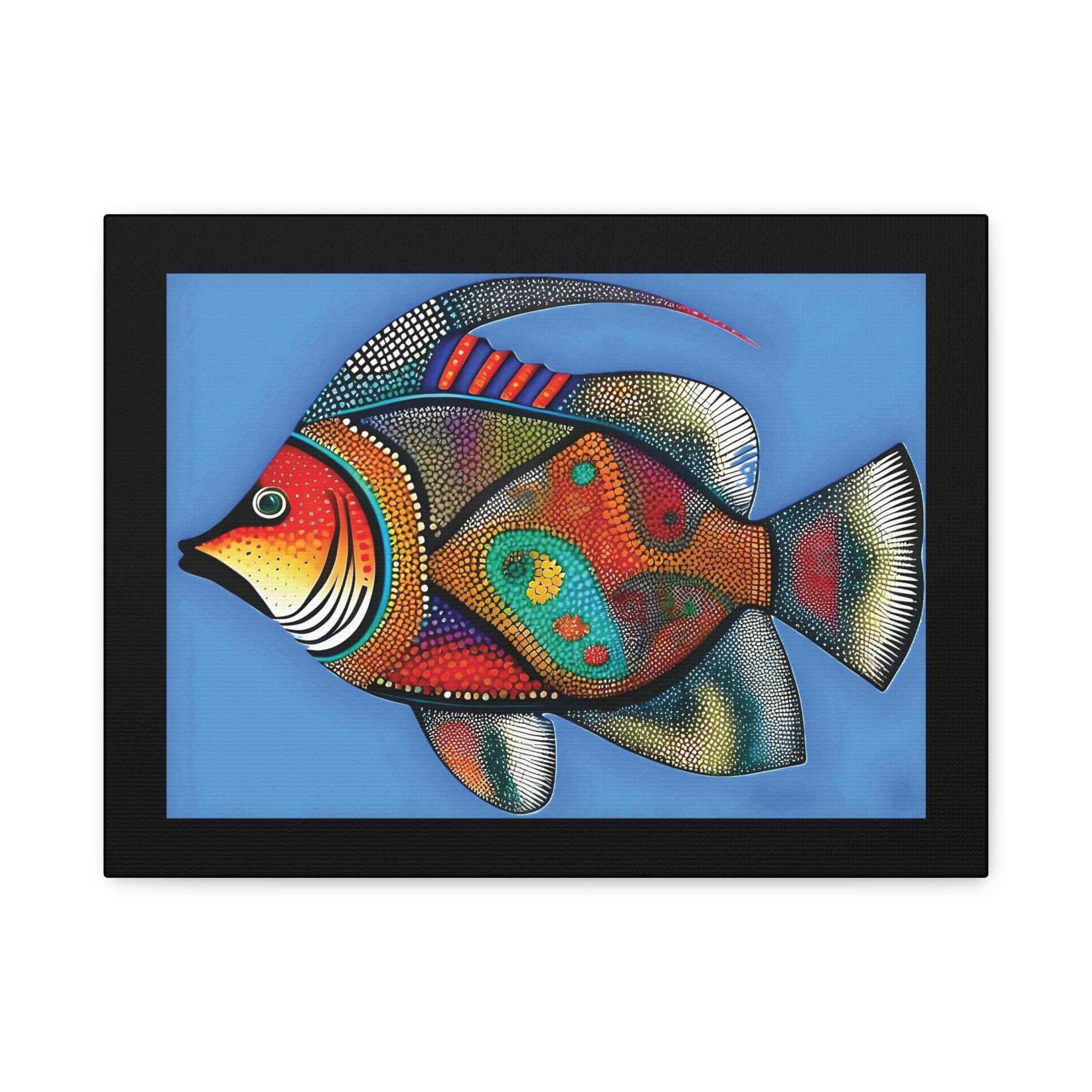 Fish on Blue - Canvas Wall Art