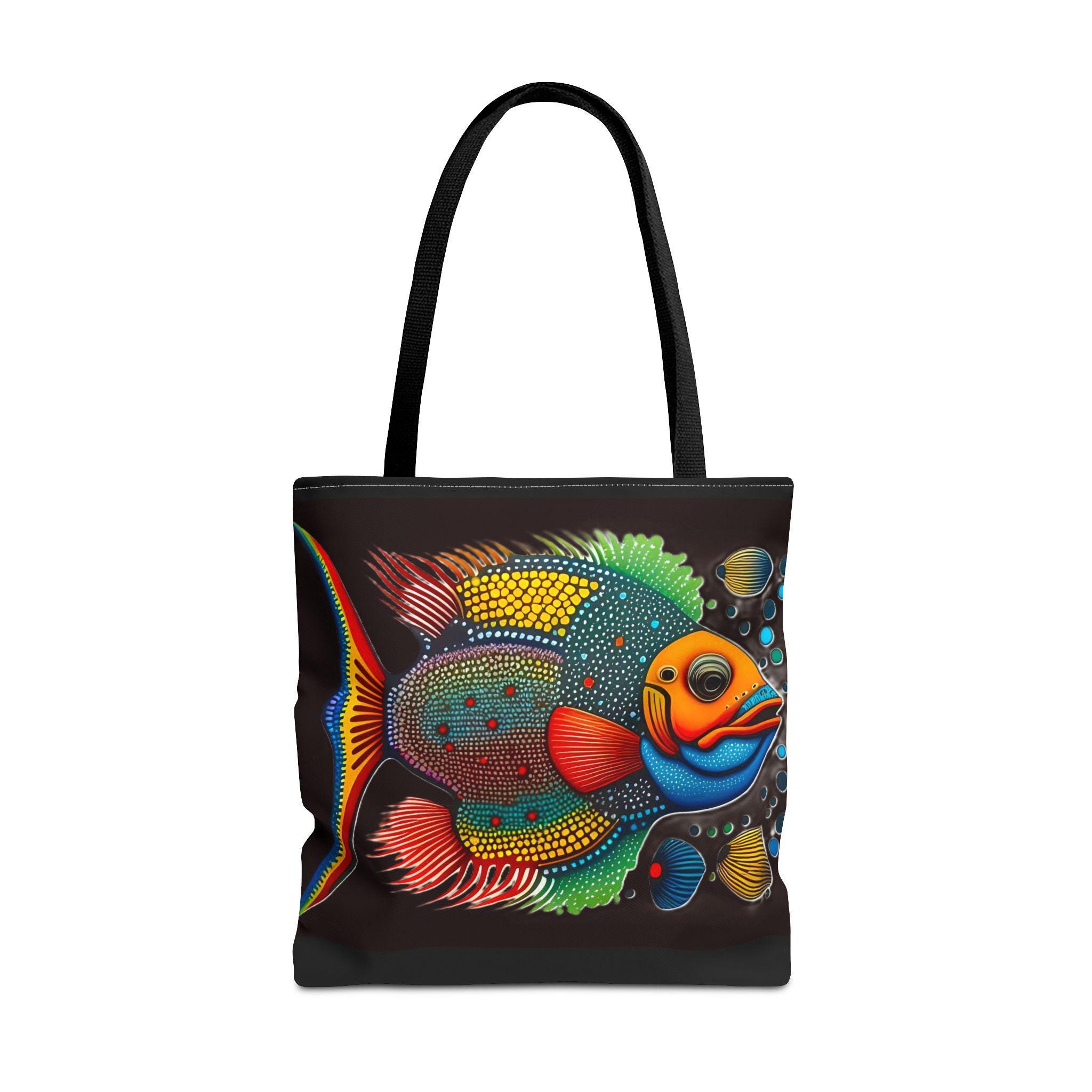 Dotted Abo Fish Tote Bag | All-Over Print, Abstract Fish Pattern