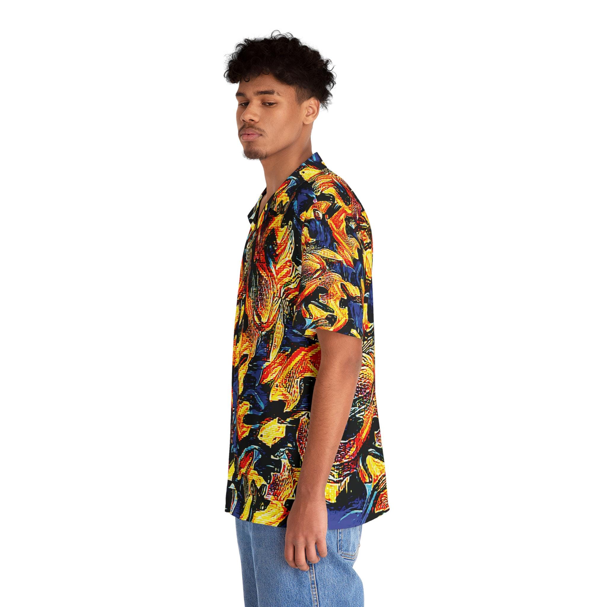 Gold On Blue Bula Shirt