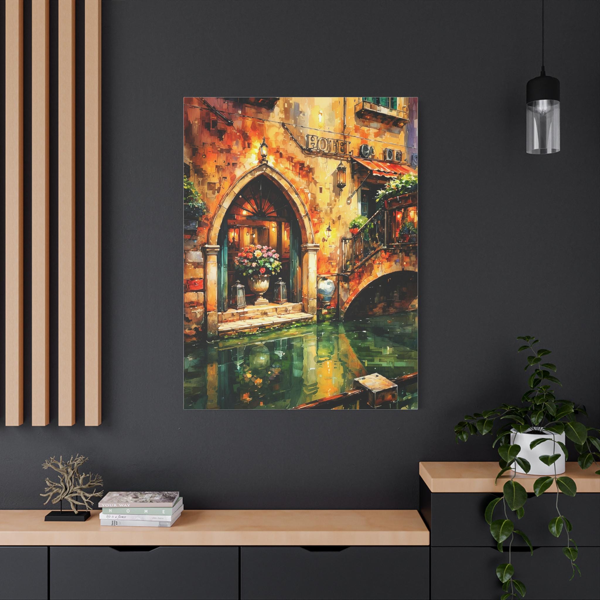 Venetian Canal Hotel Entrance Canvas