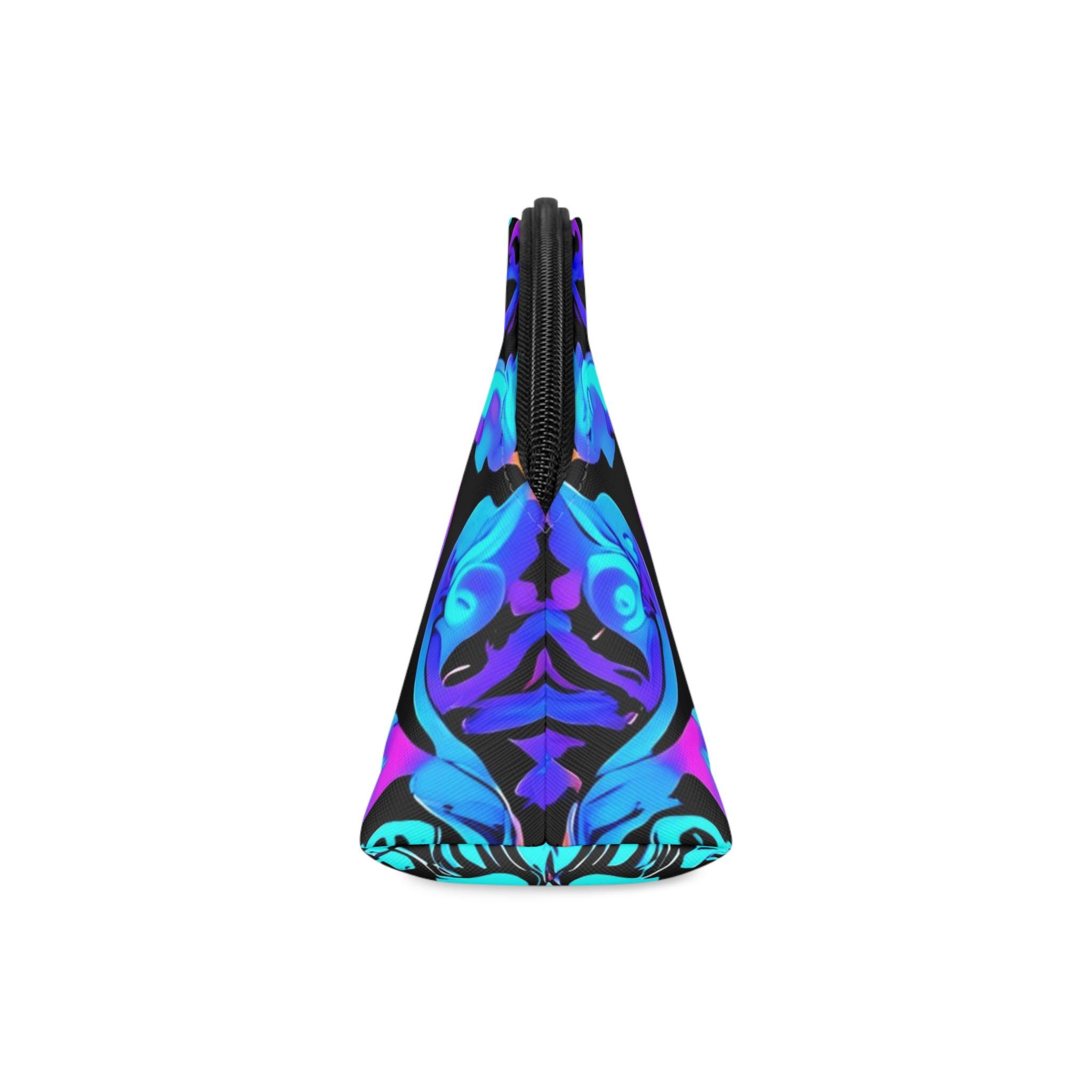 Neon Baroque Makeup Bag — Vibrant Blue & Purple Cosmetic Pouch