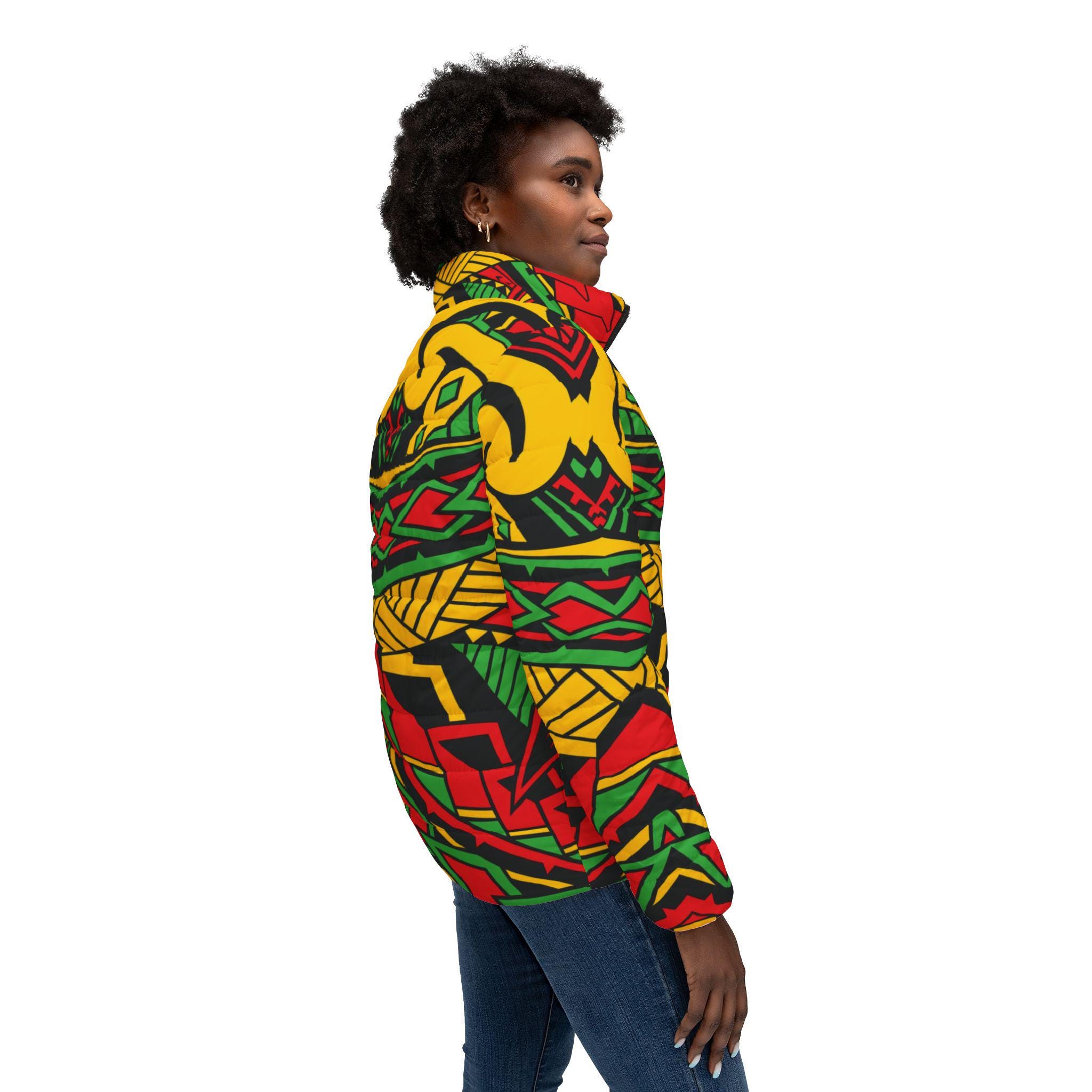Reggae Lion Front - Womens Puffer Jacket