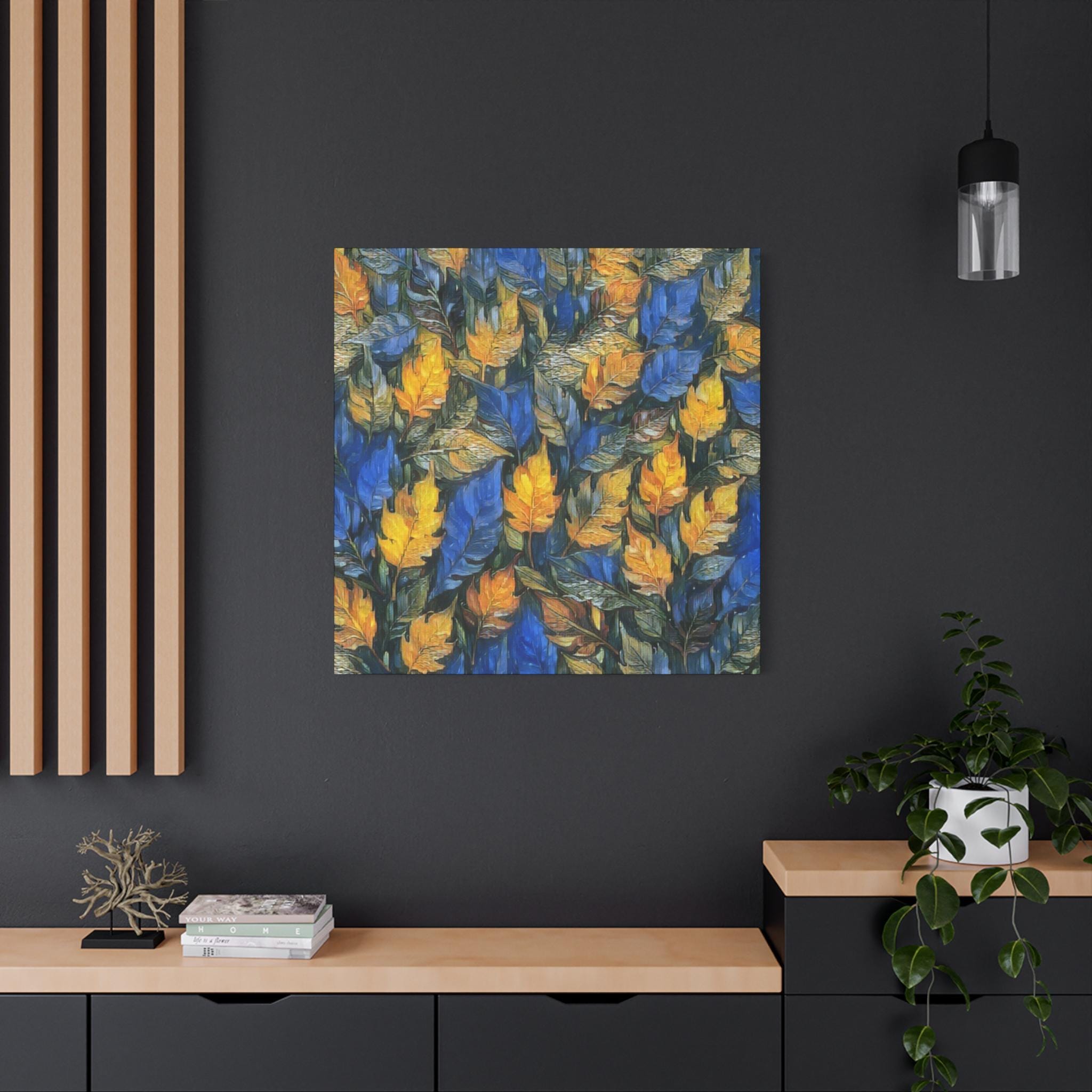 Blue and Gold Leaf - Canvas Wall Art