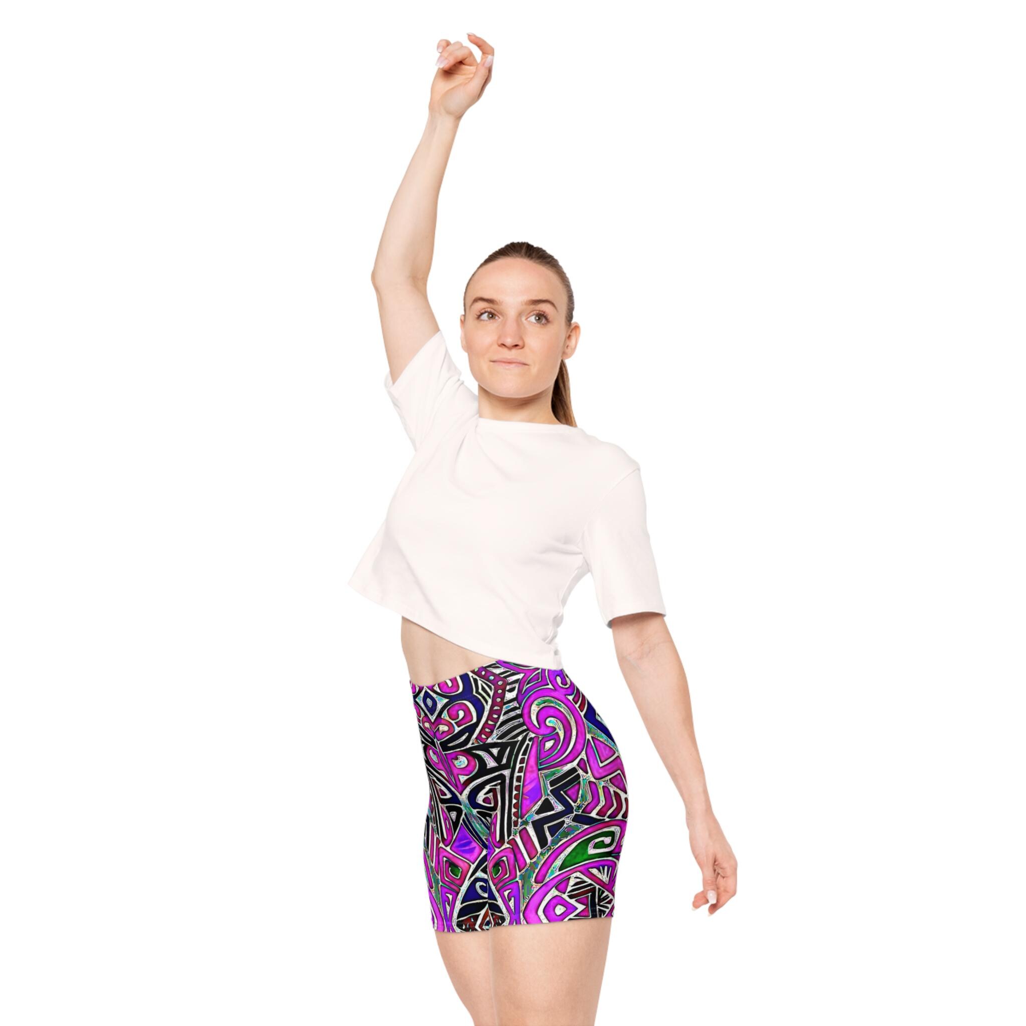 Purple Indo - Womens Biker Shorts