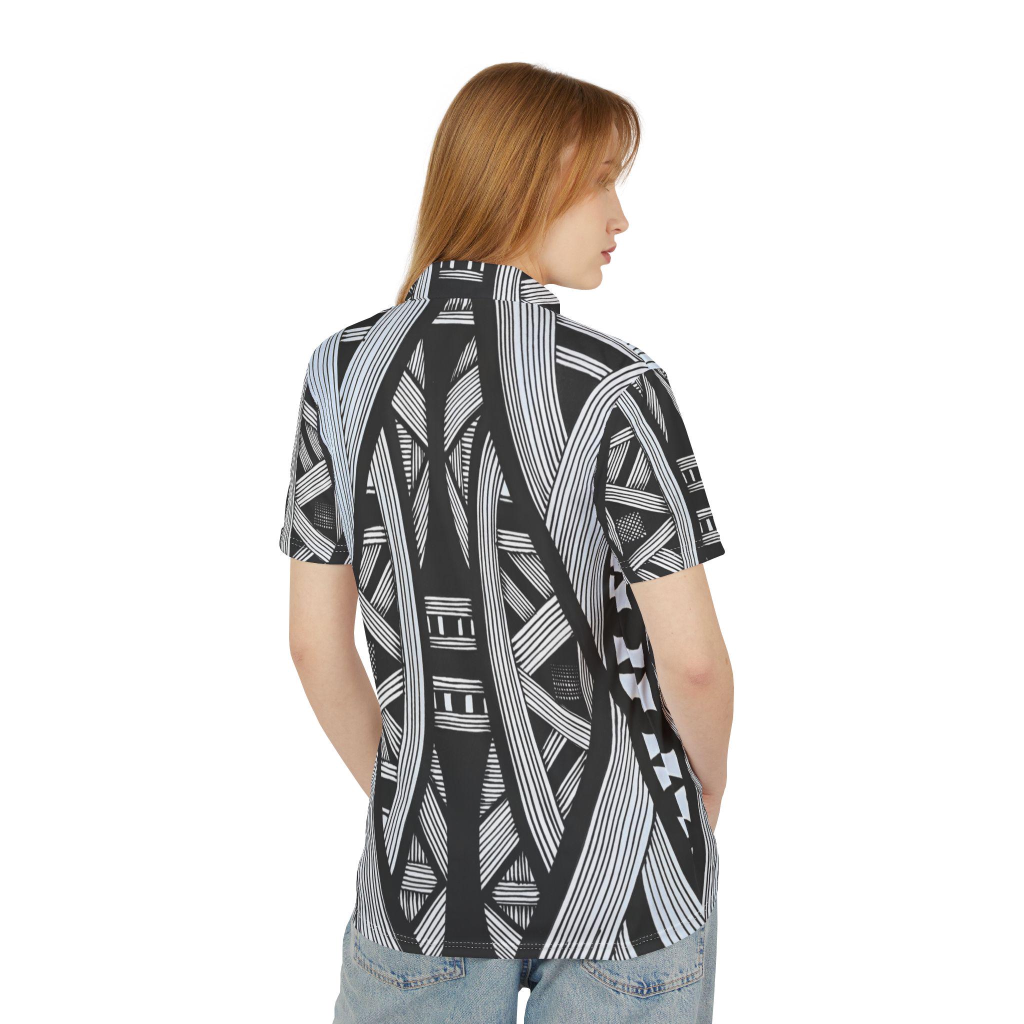 Black White Tribal Lines - Polo Shirt