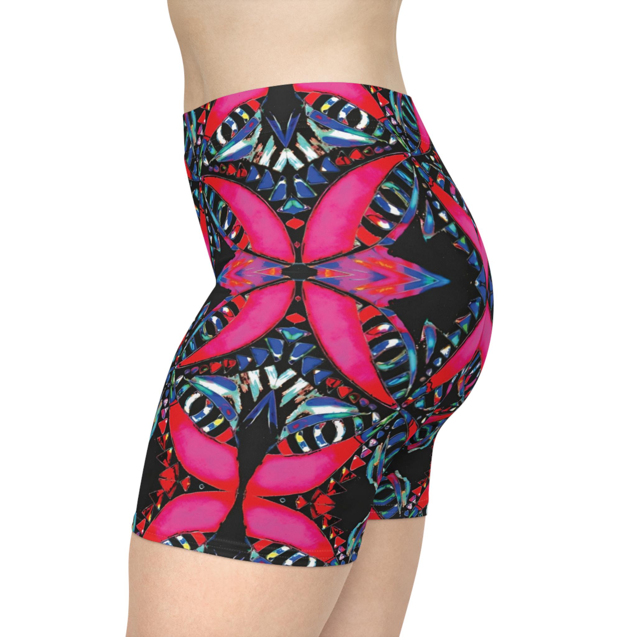 Pink on Black - Womens Biker Shorts