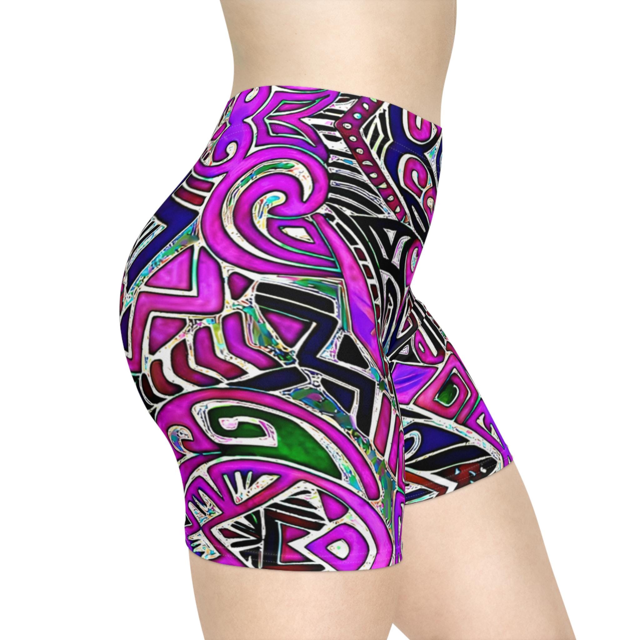 Purple Indo - Womens Biker Shorts