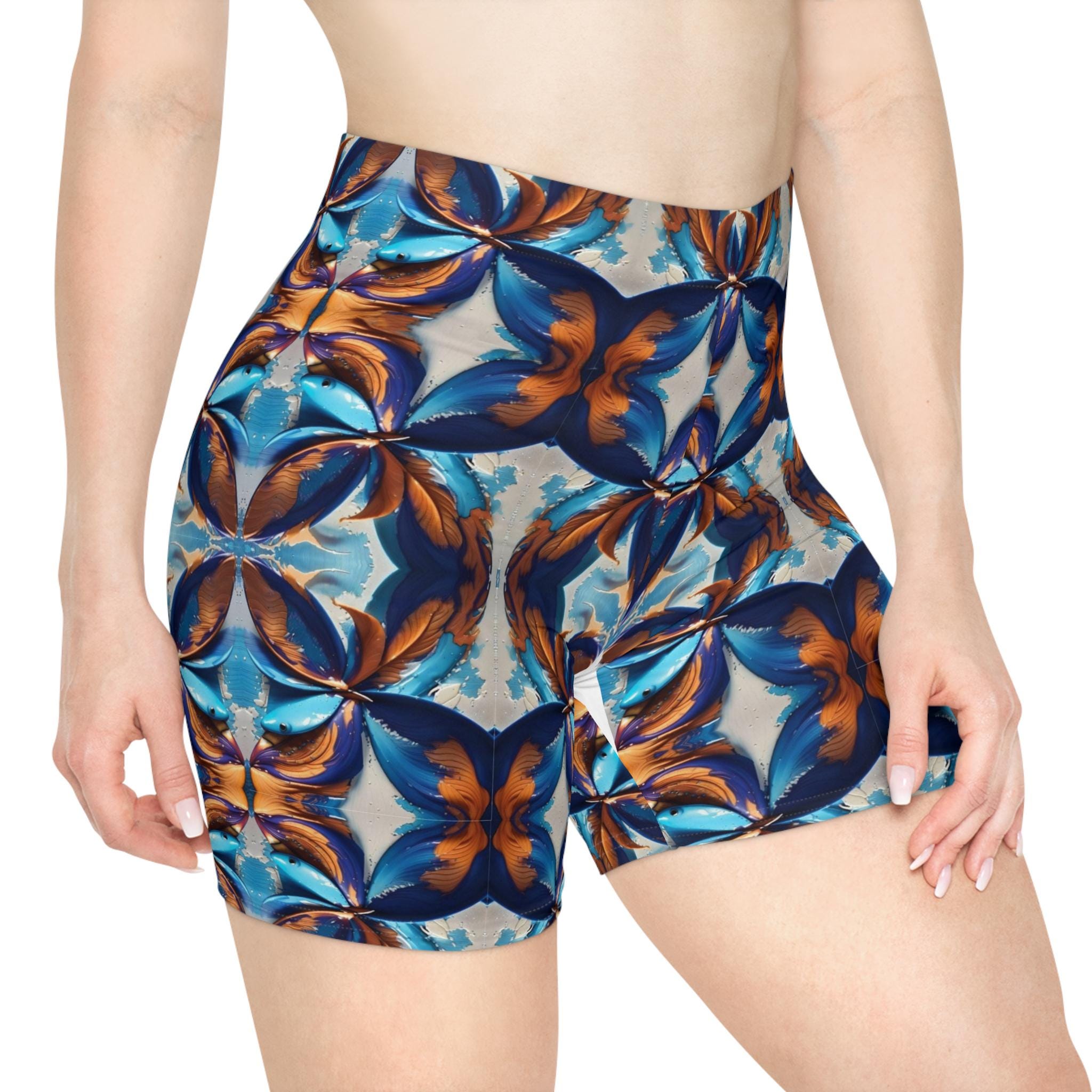 Blue Fan Quad - Womens Biker Shorts