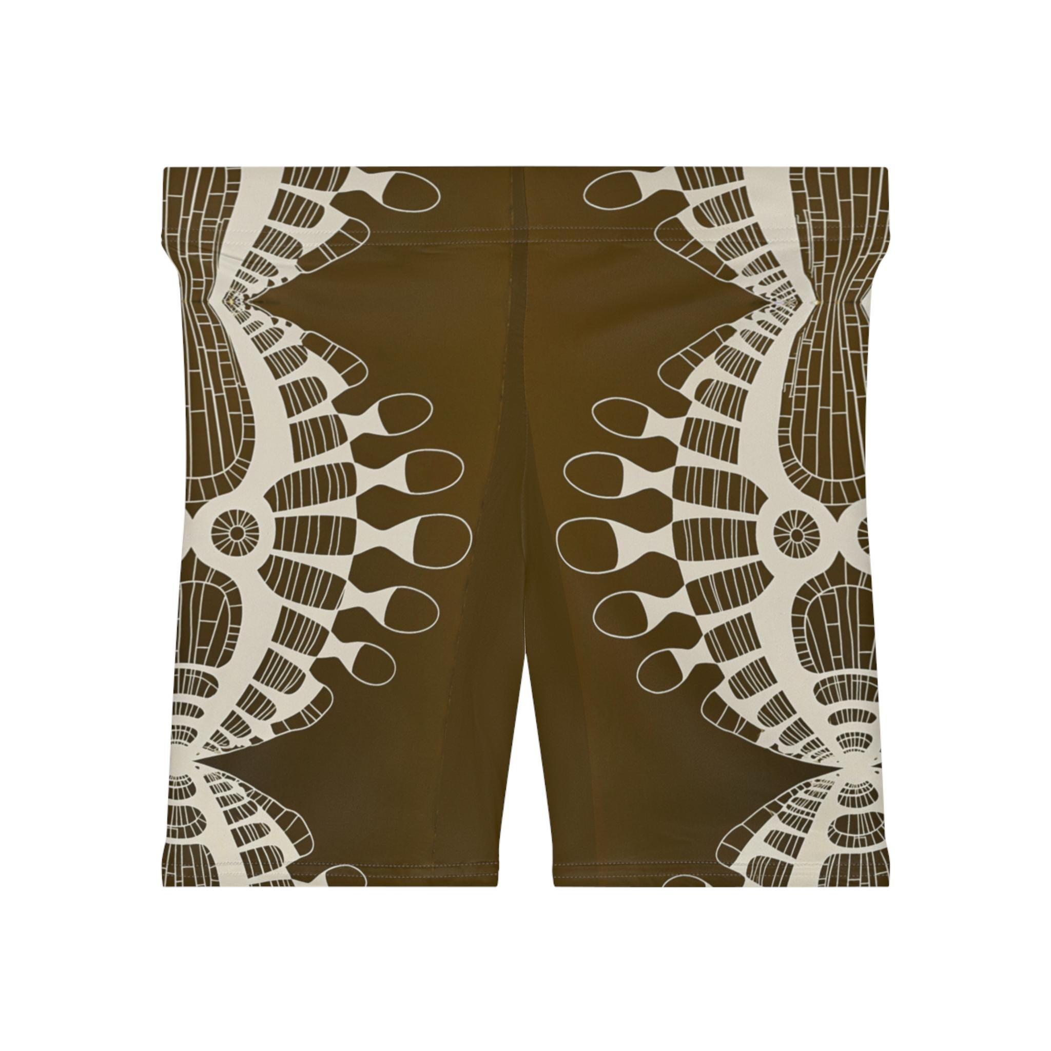 Abstract Urchin Brown - Womens Biker Shorts