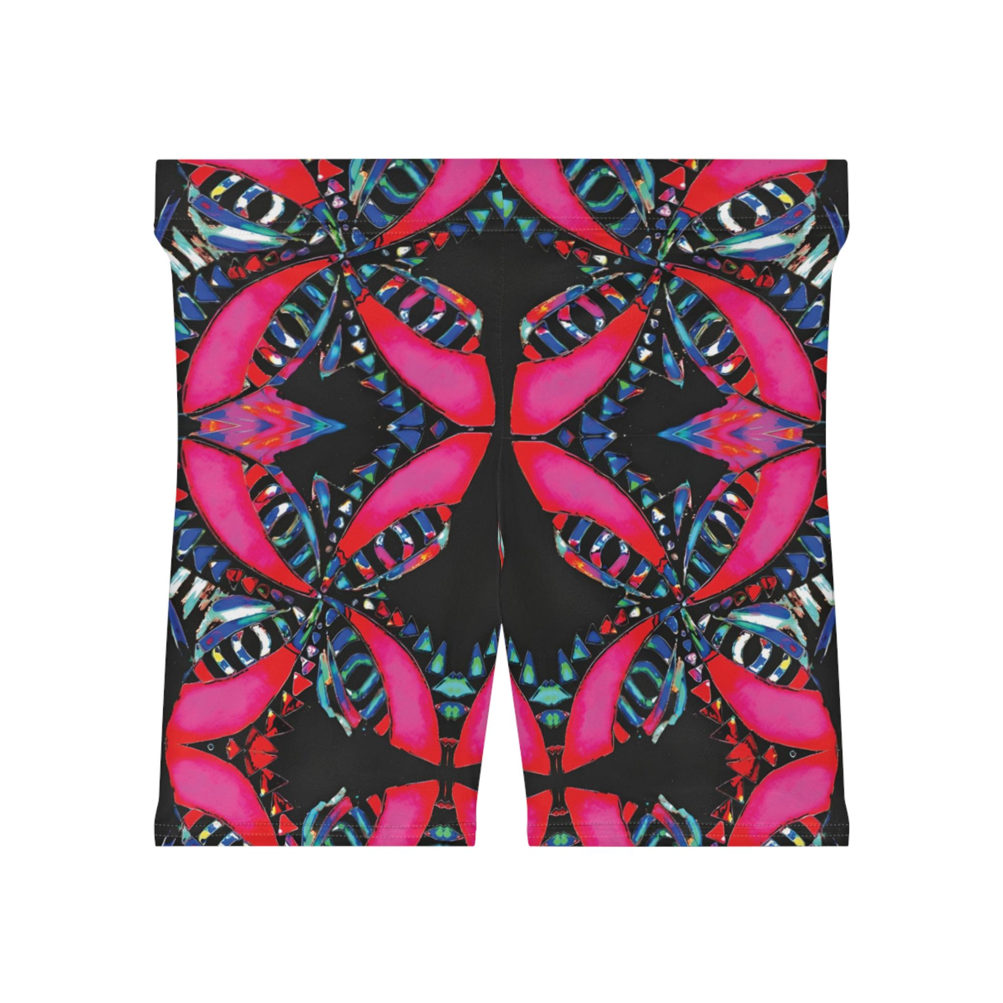 Pink on Black - Womens Biker Shorts