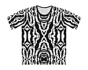 Black White Abstract Zebra Print T-Shirt | All-Over Print