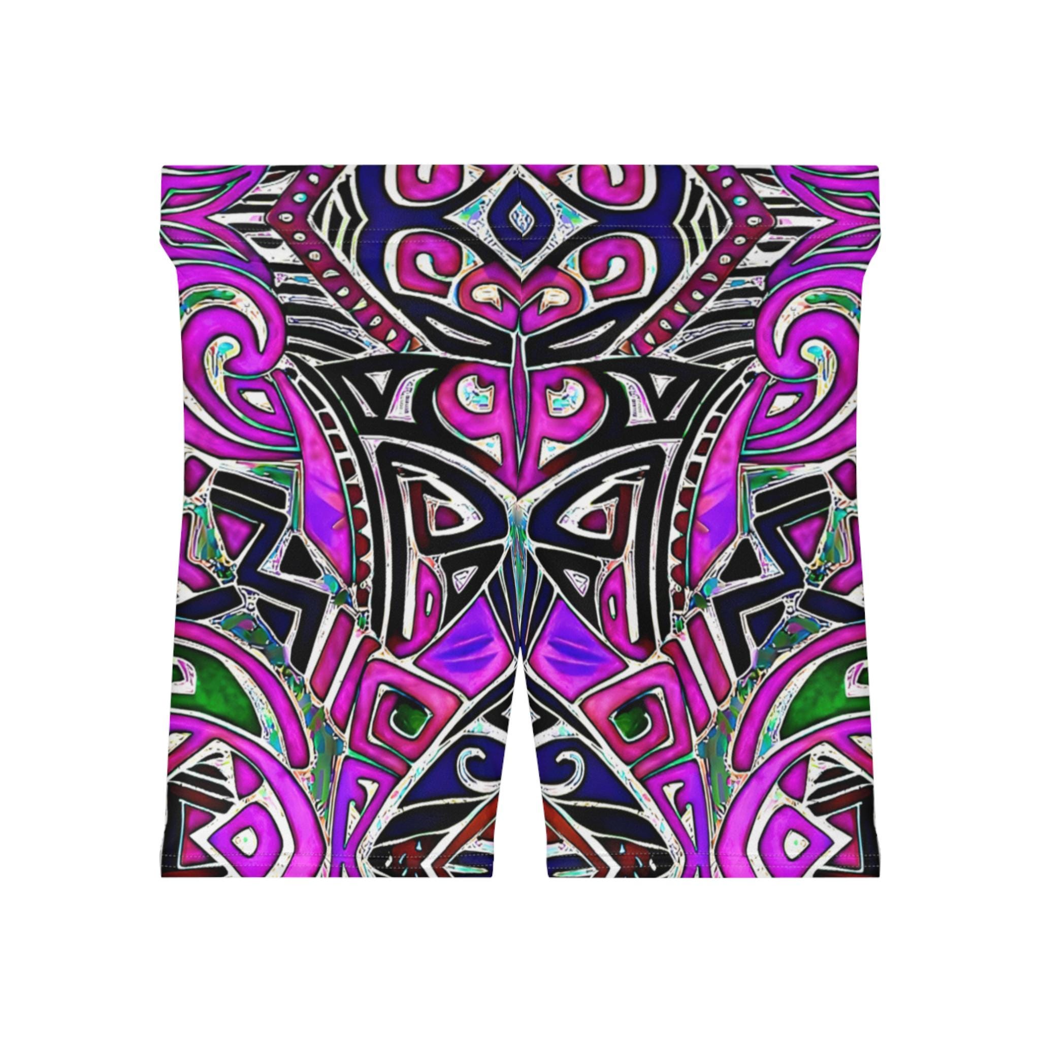 Purple Indo - Womens Biker Shorts
