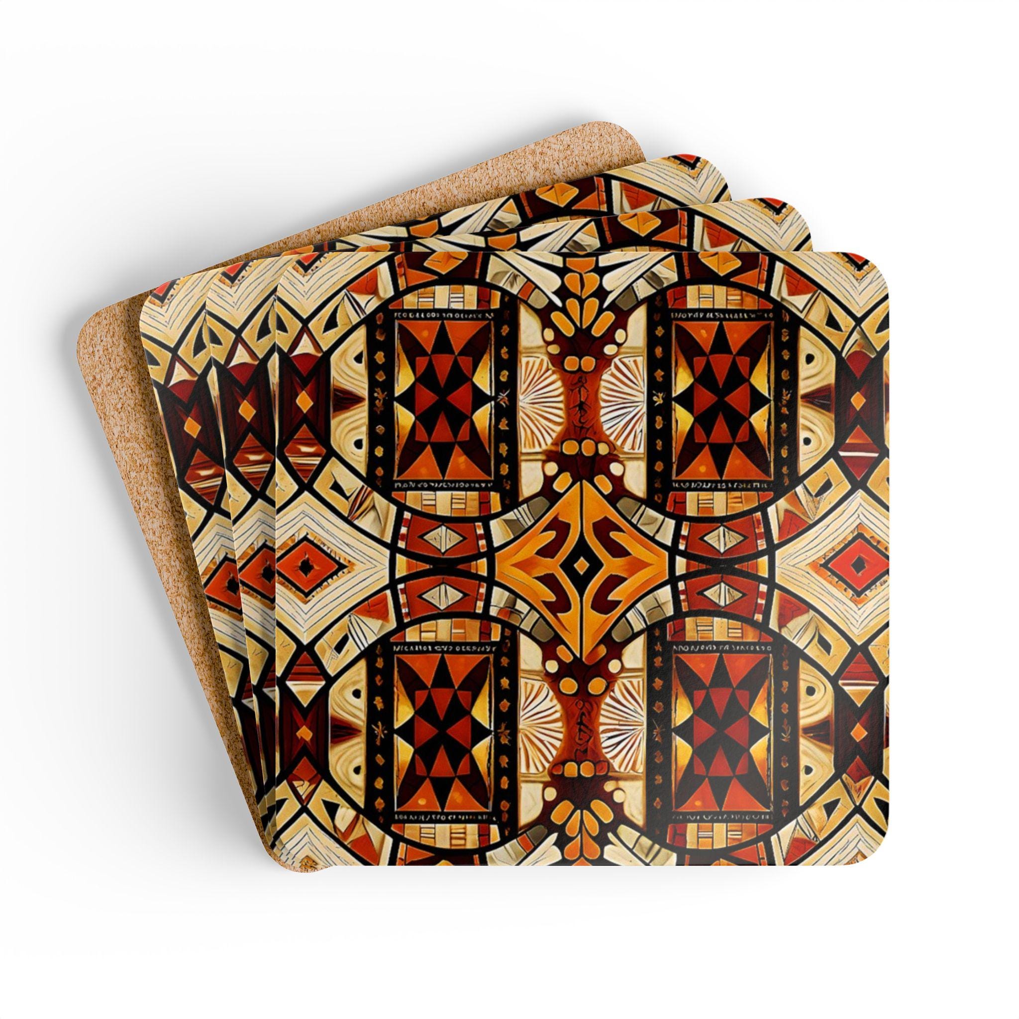 Geometric Tribal Pattern Cork Coaster