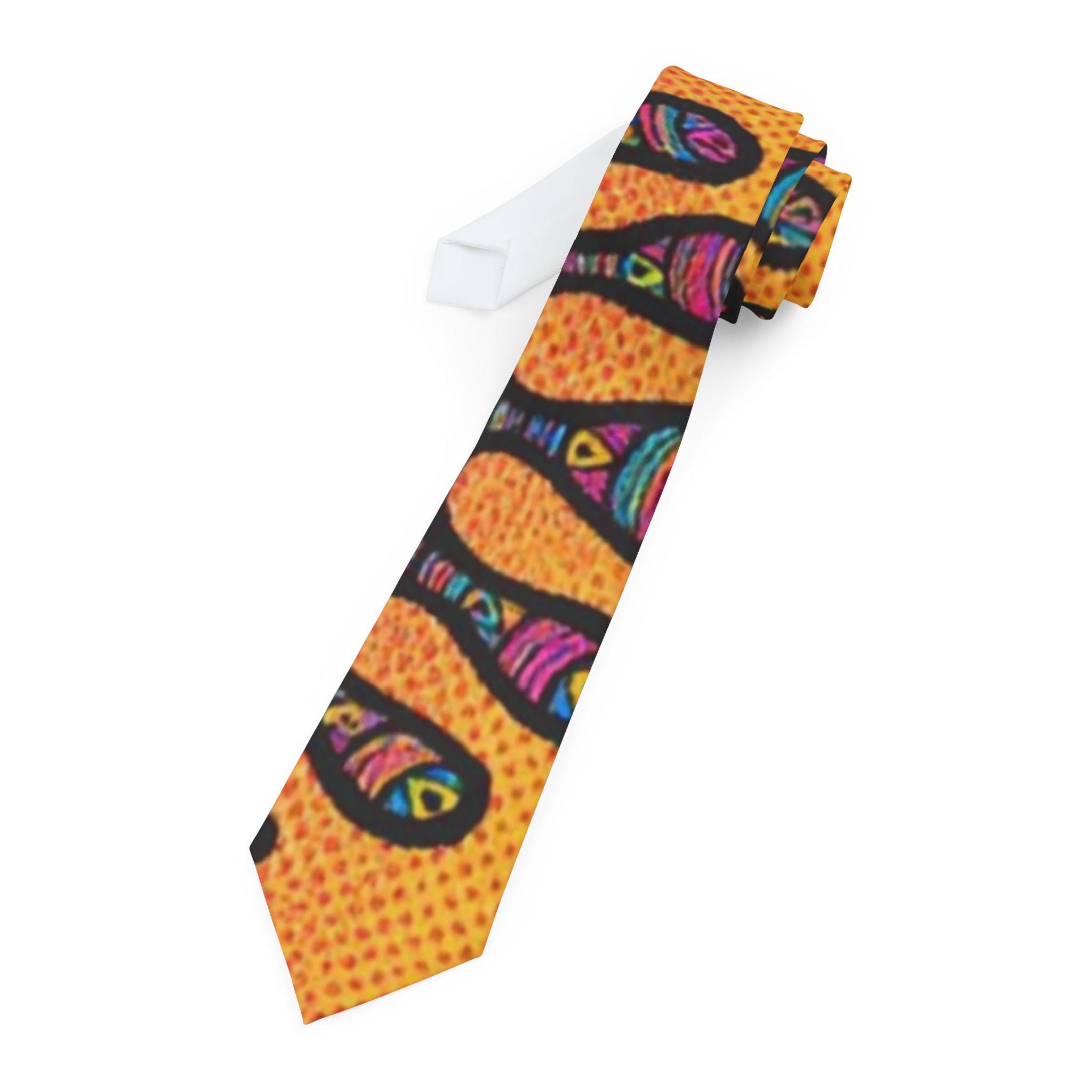 Paisley Orange Necktie — Vibrant Retro Pattern Tie for Men