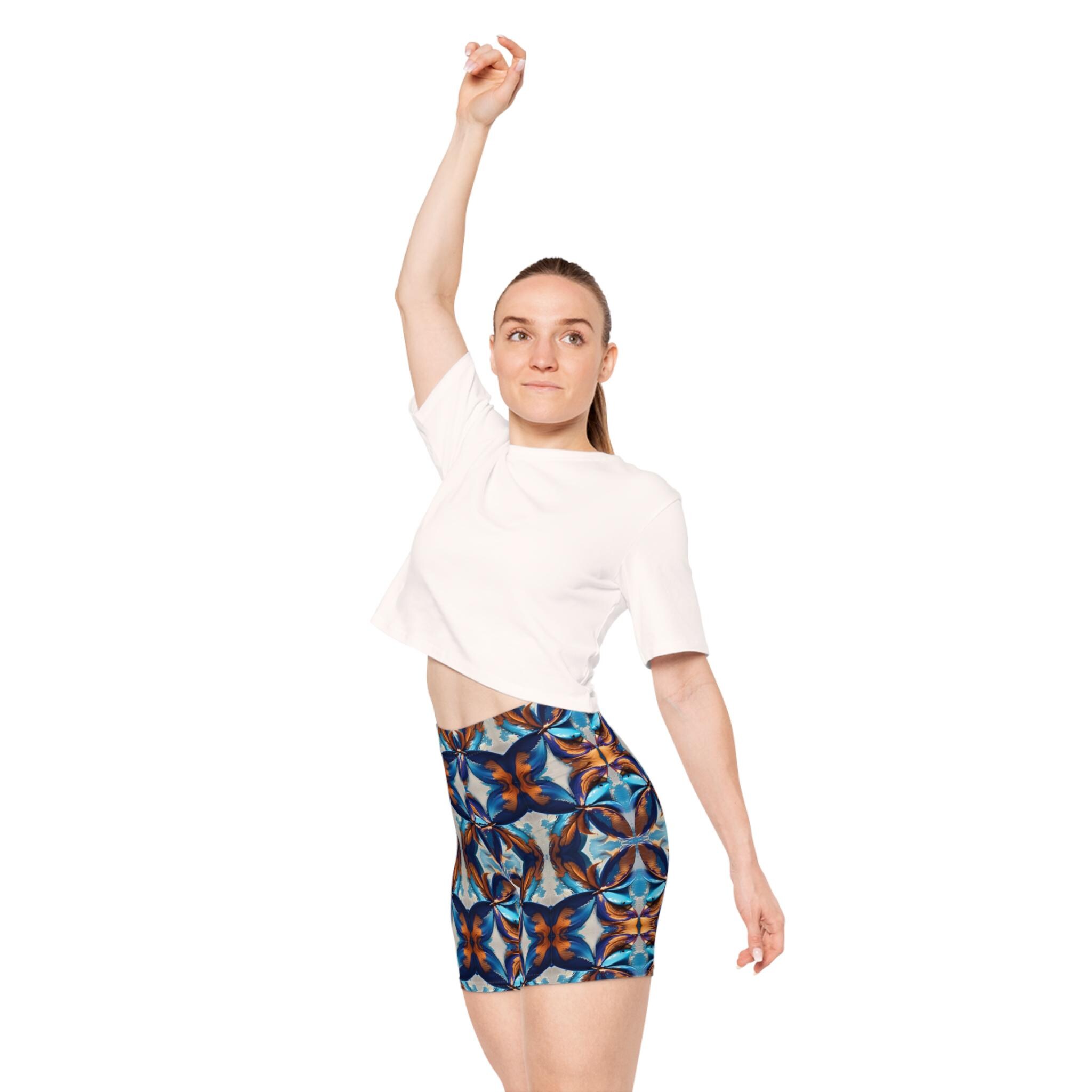 Blue Fan Quad - Womens Biker Shorts