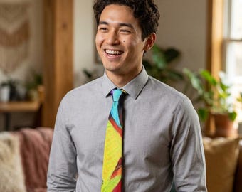 Colorful Abstract Floral Necktie | Bright Painterly Pattern