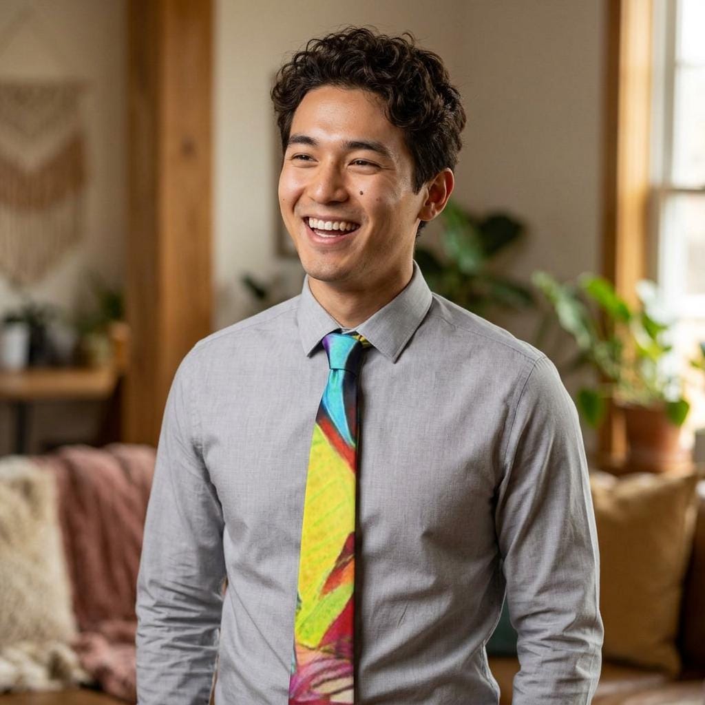 Colorful Abstract Floral Necktie | Bright Painterly Pattern