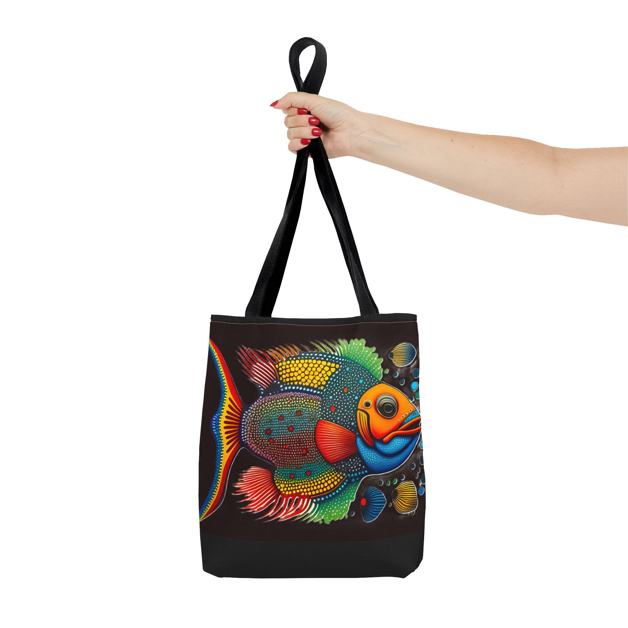 Dotted Abo Fish Tote Bag | All-Over Print, Abstract Fish Pattern