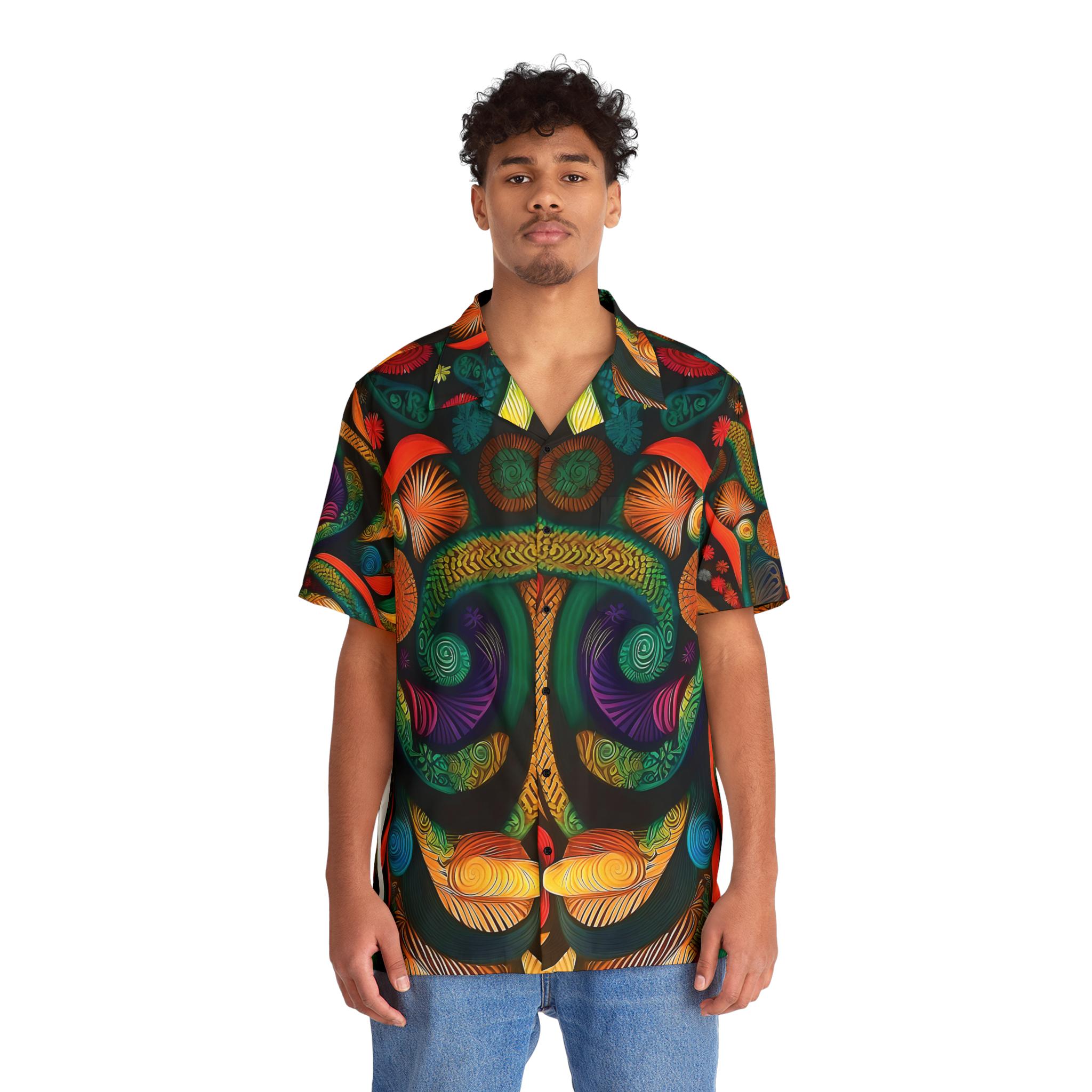 Psychedelic Swirl Pattern Men's Hawaiian Shirt | Colorful Abstract AOP