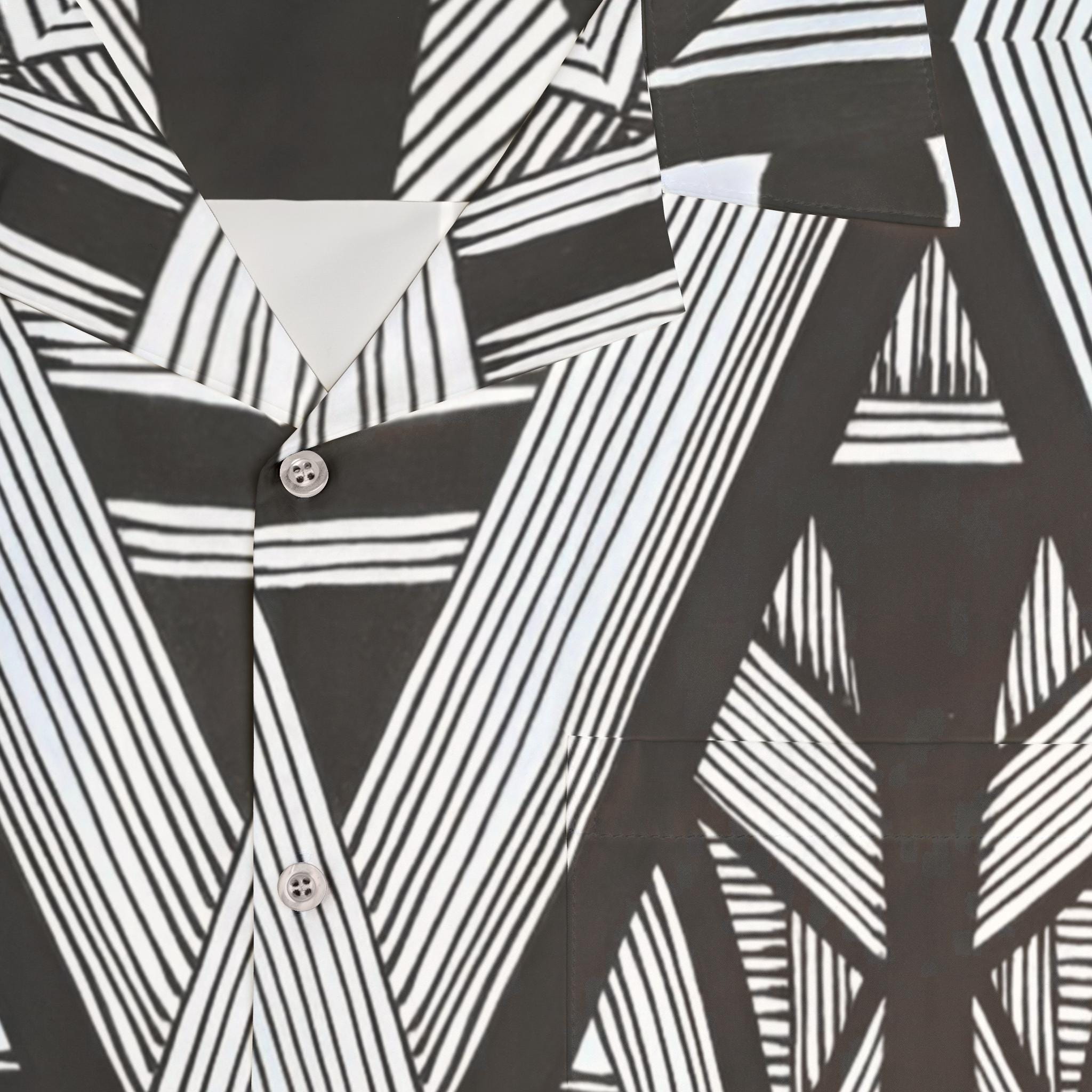 Black and White Line Pattern - hawaiian Shirt