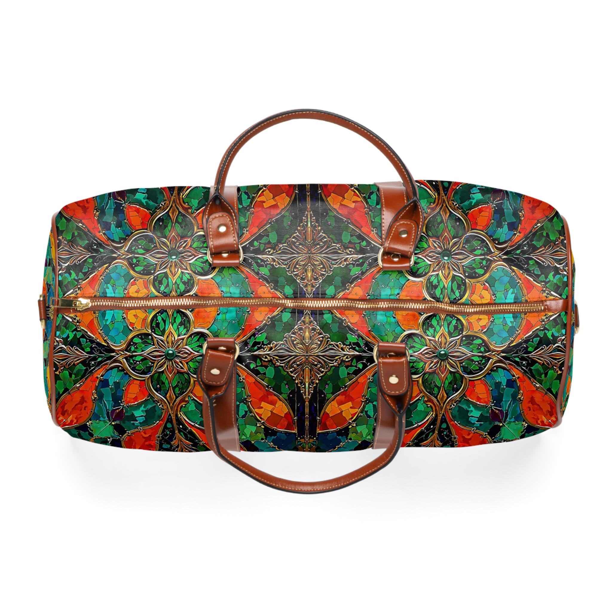 Boho Waterproof Travel Bag - Vibrant Floral Weekender Duffel