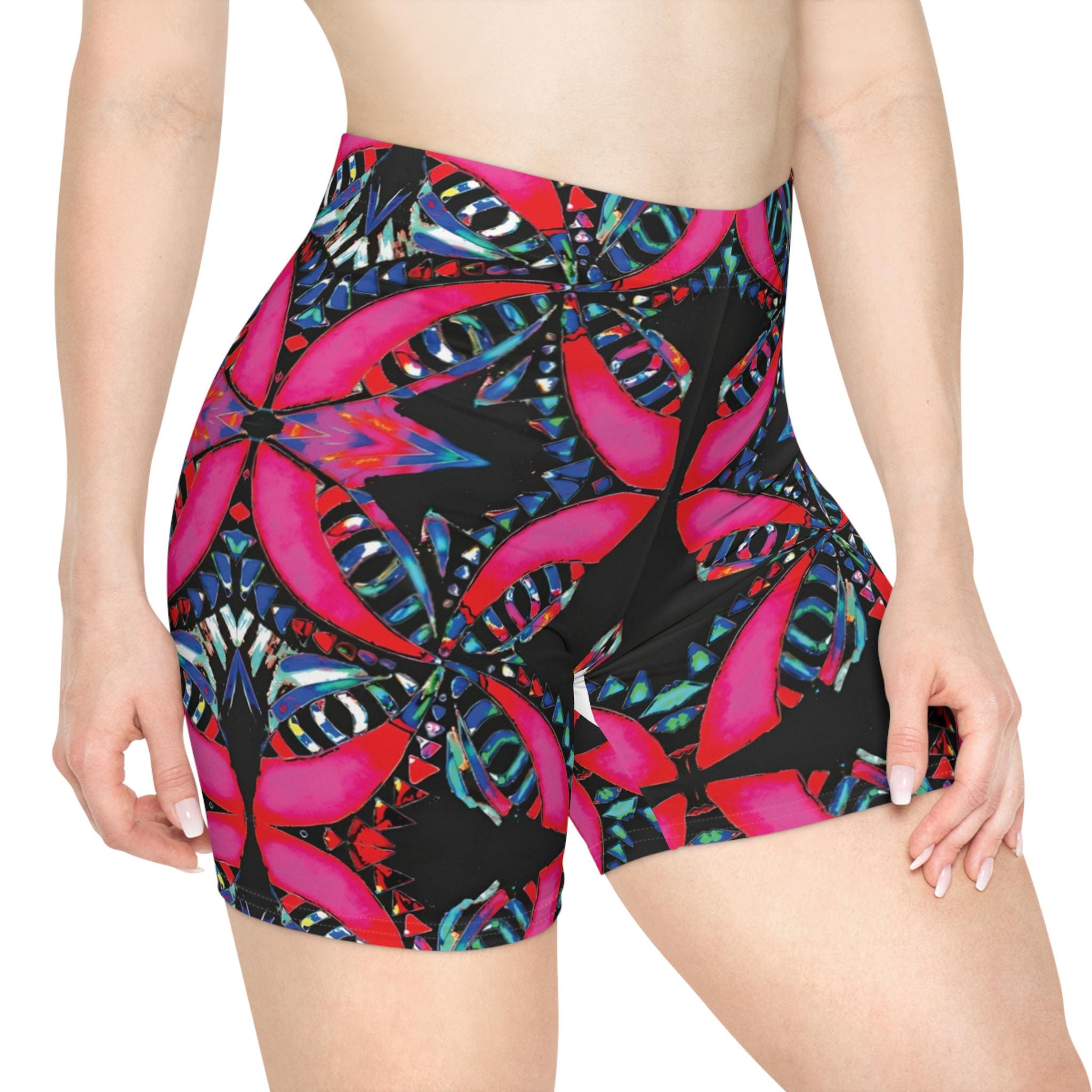 Pink on Black - Womens Biker Shorts