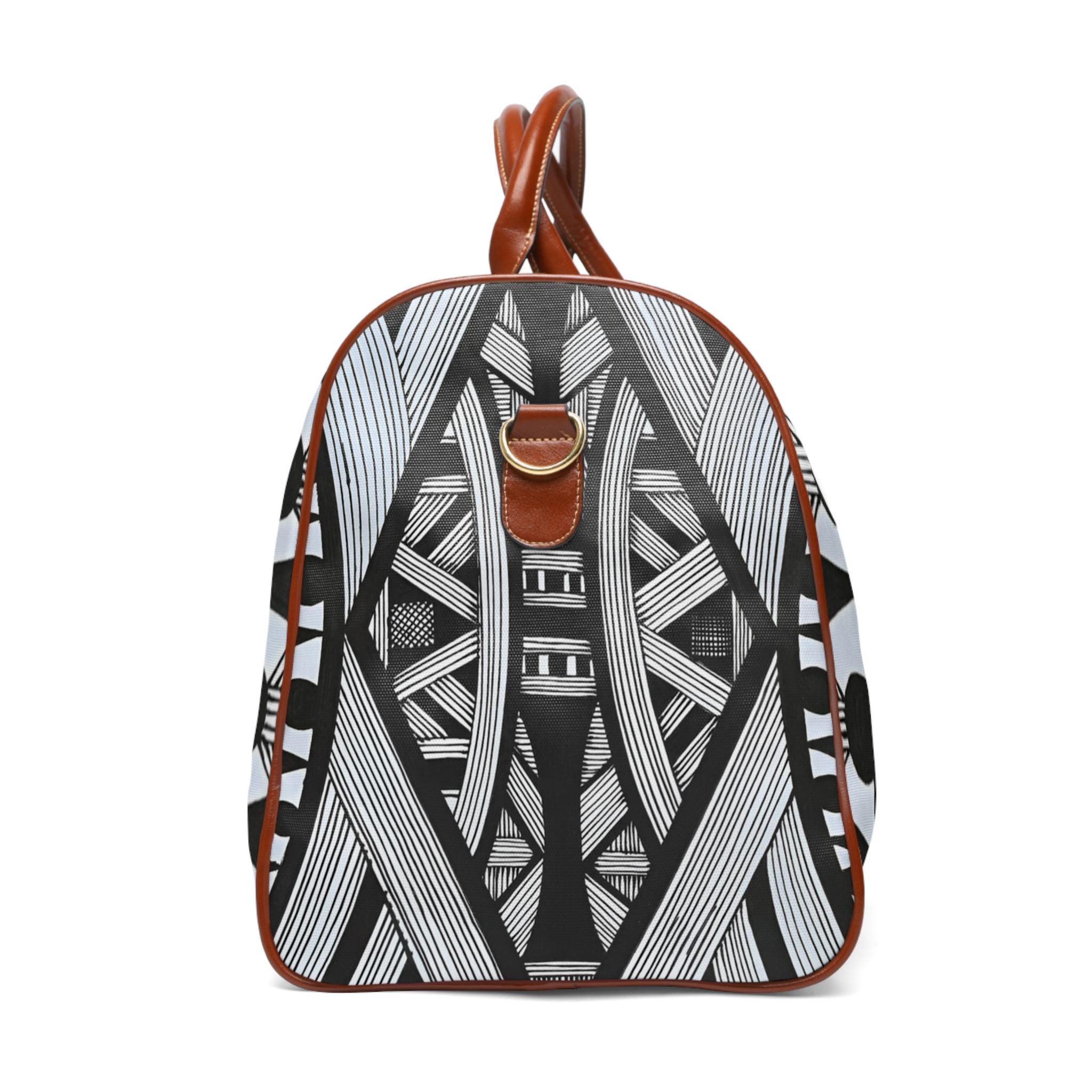 Tribal Island Line Art Waterproof Travel Bag