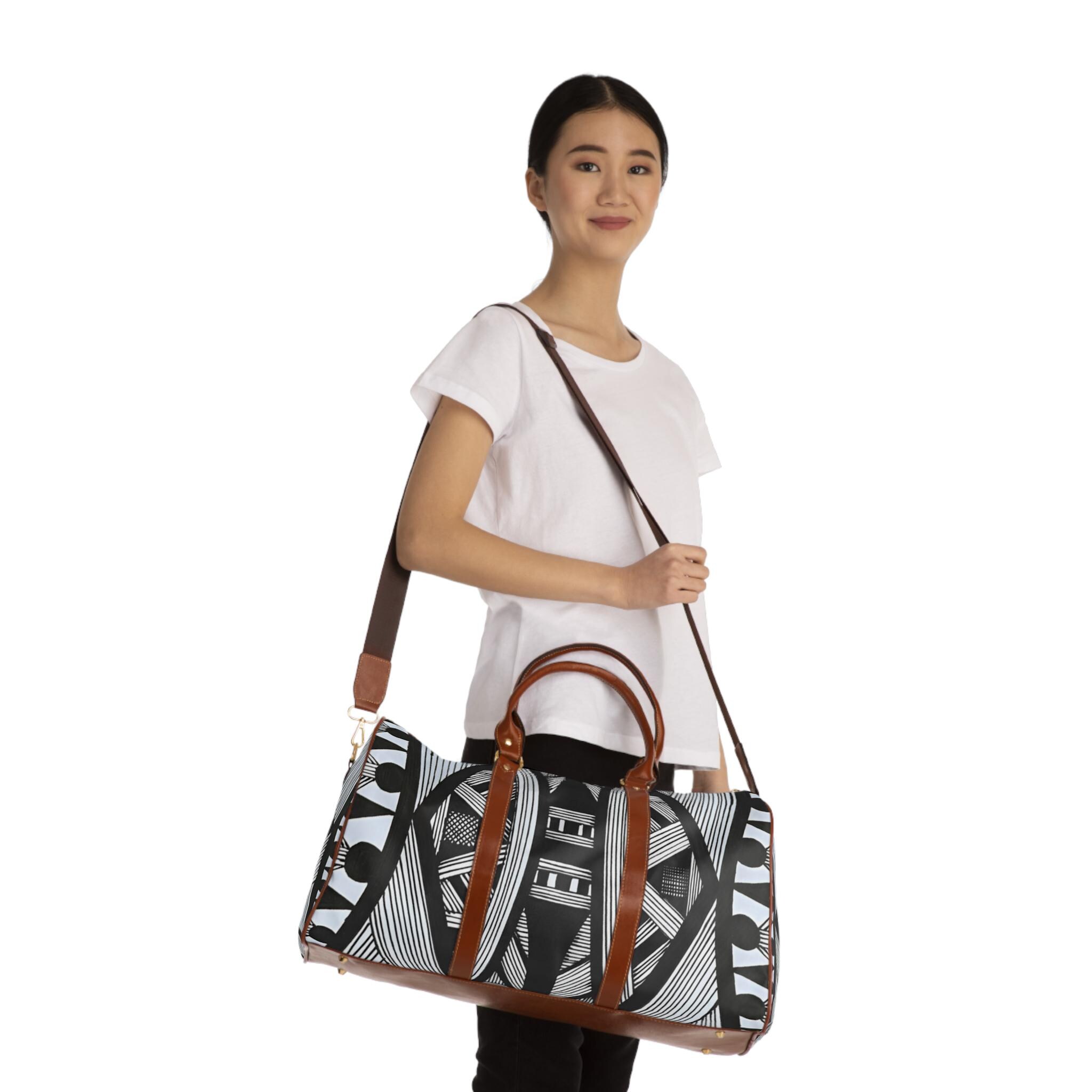 Tribal Island Line Art Waterproof Travel Bag