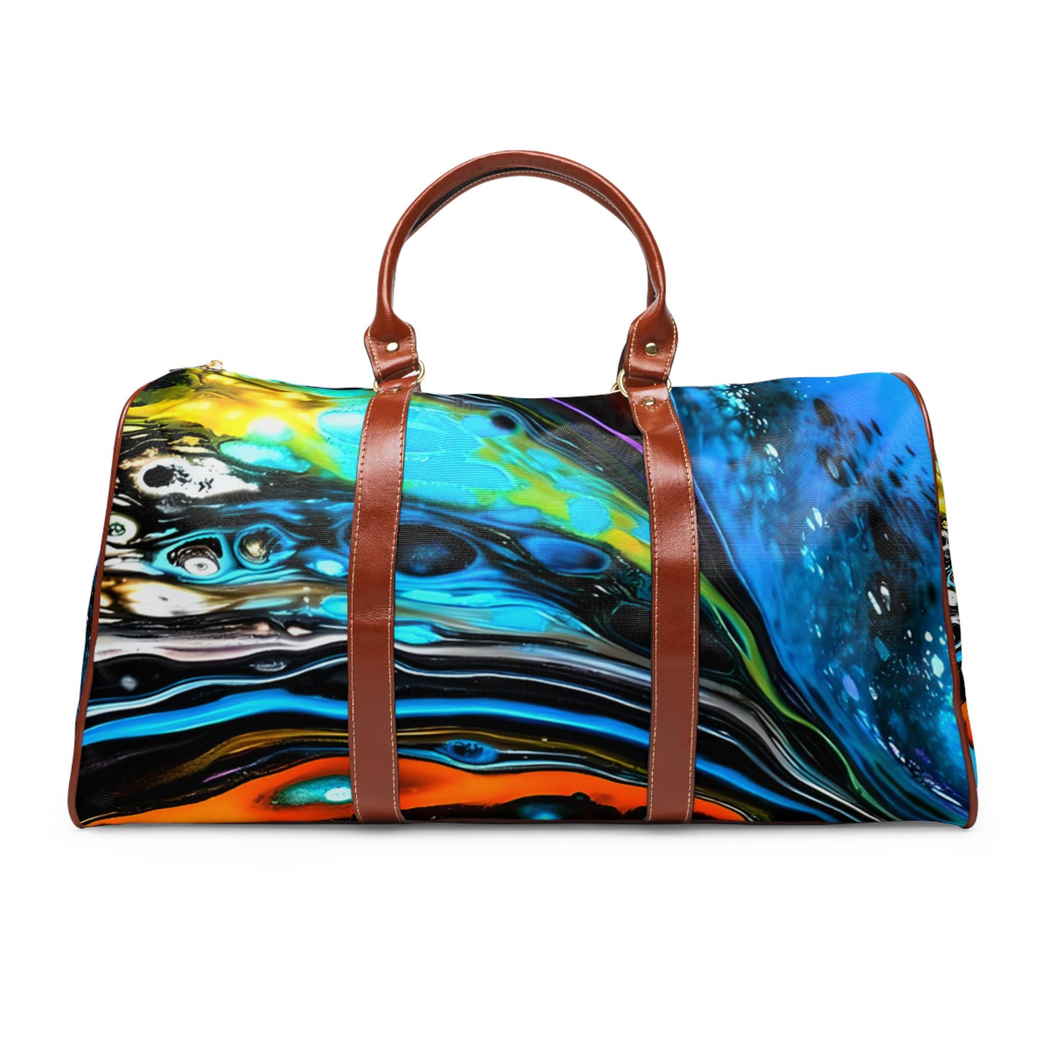 Island Swell Colorful Waves Waterproof Travel Bag | Tropical Beach Pattern