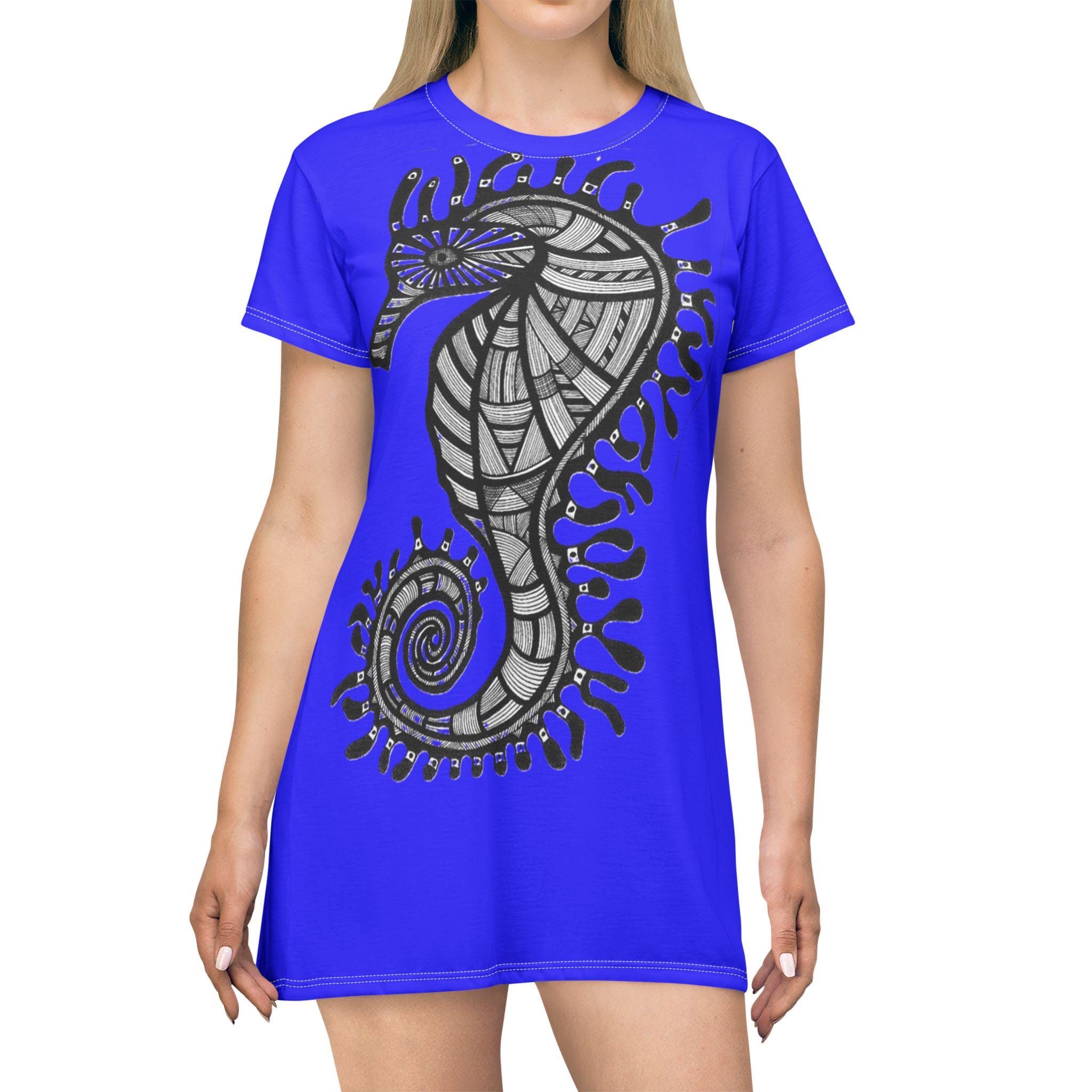Seahorse on Blue - Dress