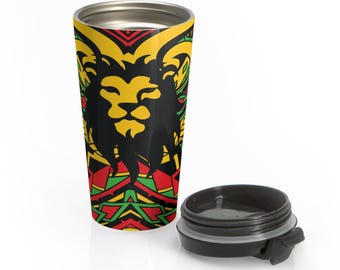 Rasta Lion_pattern Reisebecher | Reggae Lion Edelstahlbecher