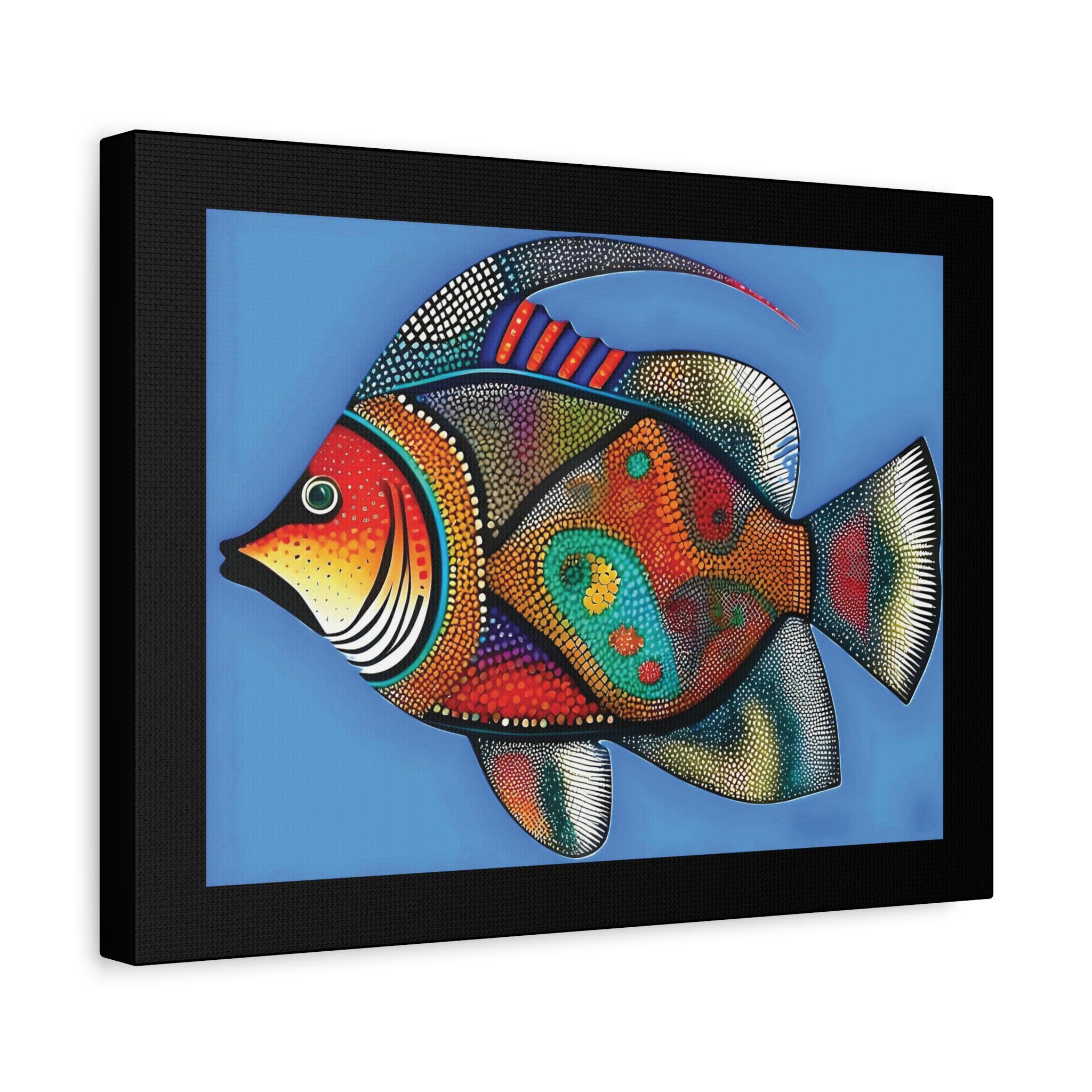 Fish on Blue - Canvas Wall Art
