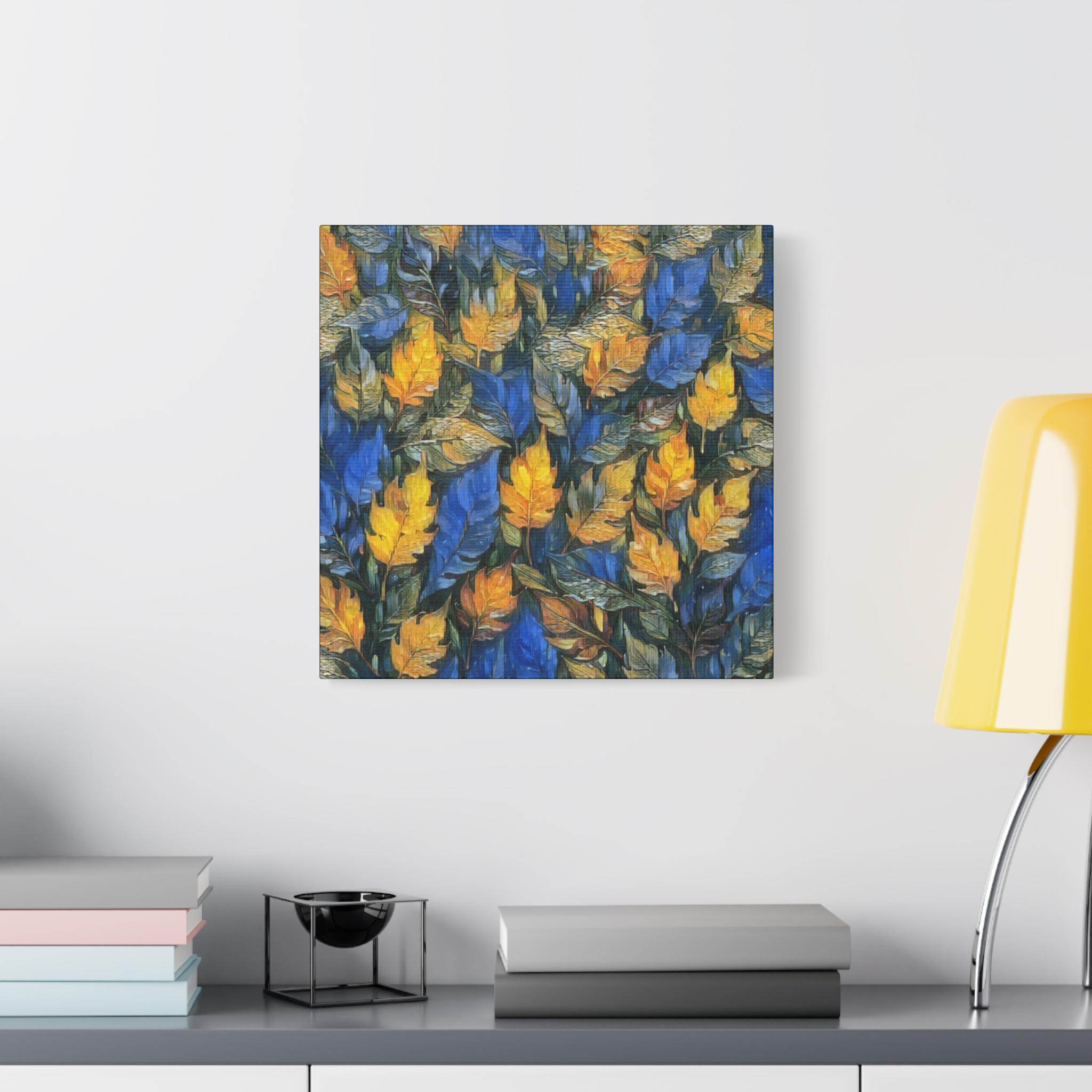 Blue and Gold Leaf - Canvas Wall Art