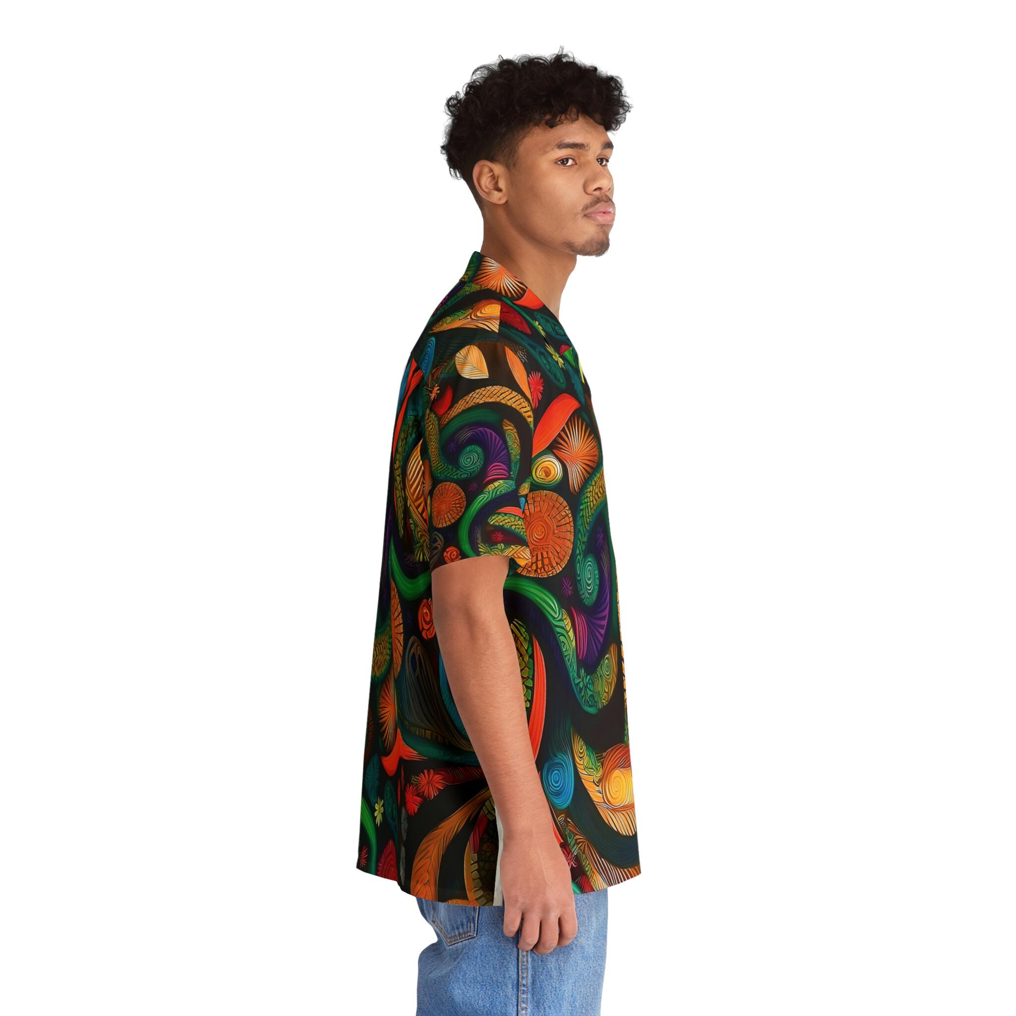 Psychedelic Swirl Pattern Men's Hawaiian Shirt | Colorful Abstract AOP