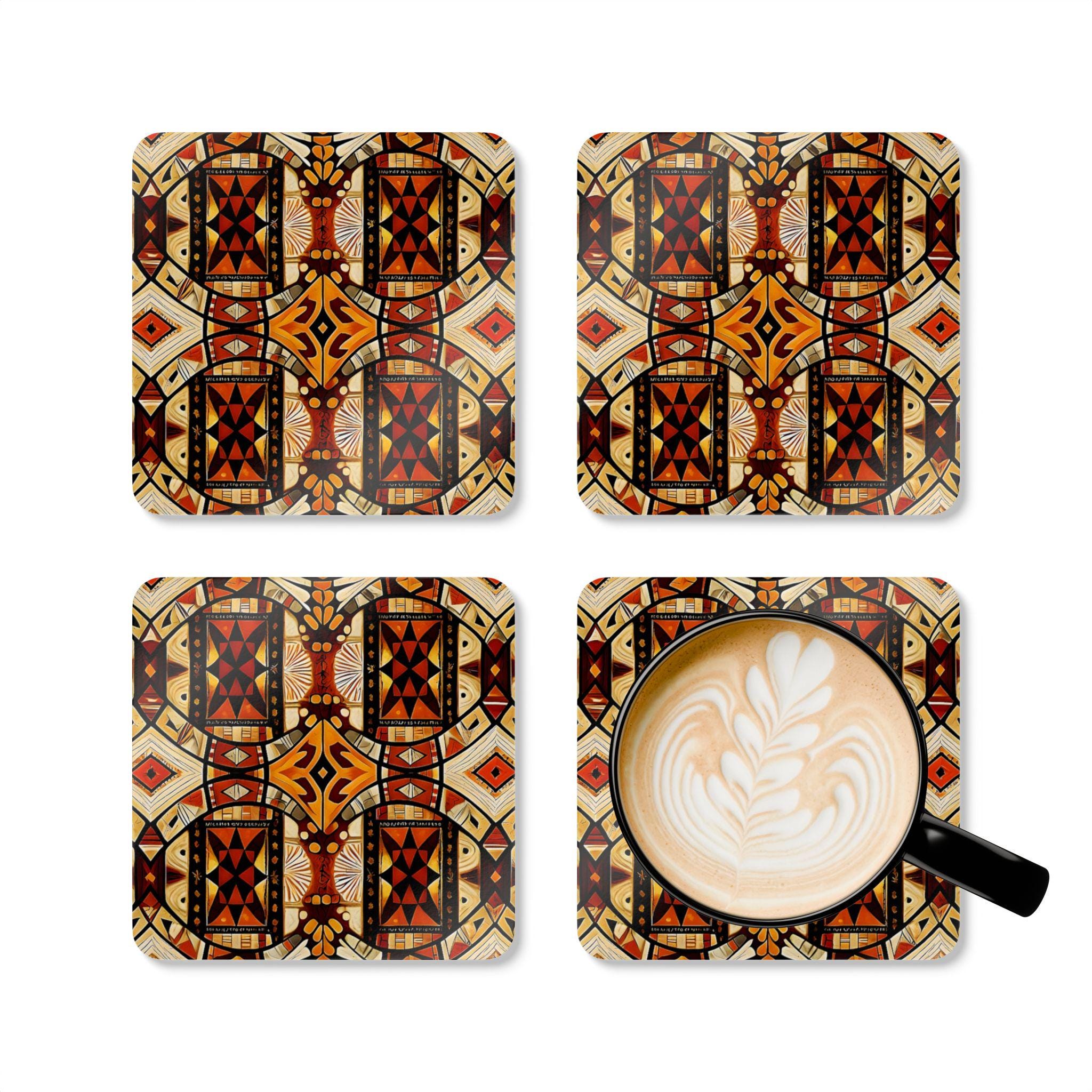 Geometric Tribal Pattern Cork Coaster