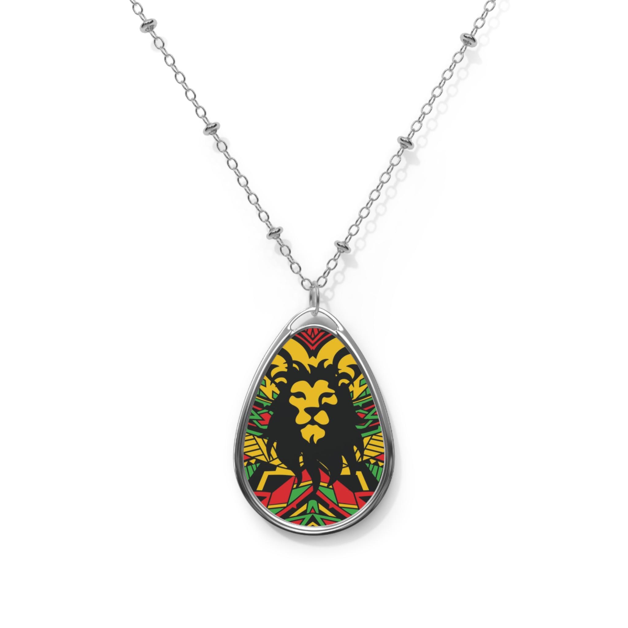 A Reggae Lion Back - Oval Necklace