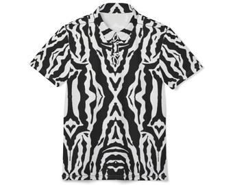 Schwarz-weißes abstraktes Zebra-Muster-Poloshirt