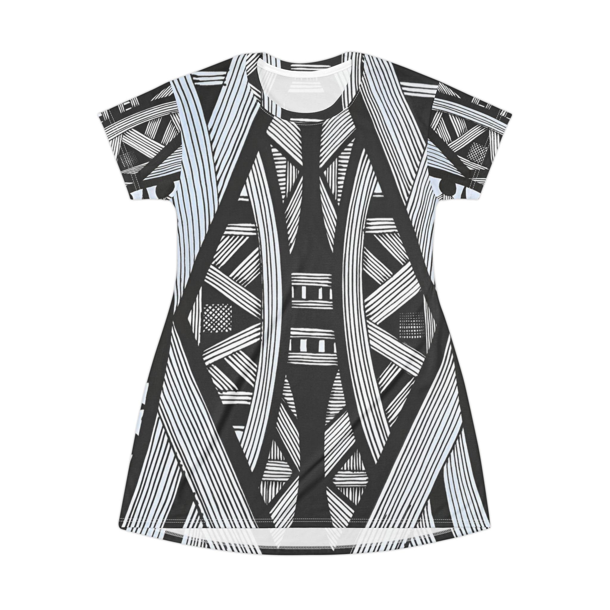 Black White Tribal Lines - Dress