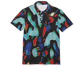 Abstrakte Color Splash Polo-Shirt | Kräftiges Fluid Art Muster