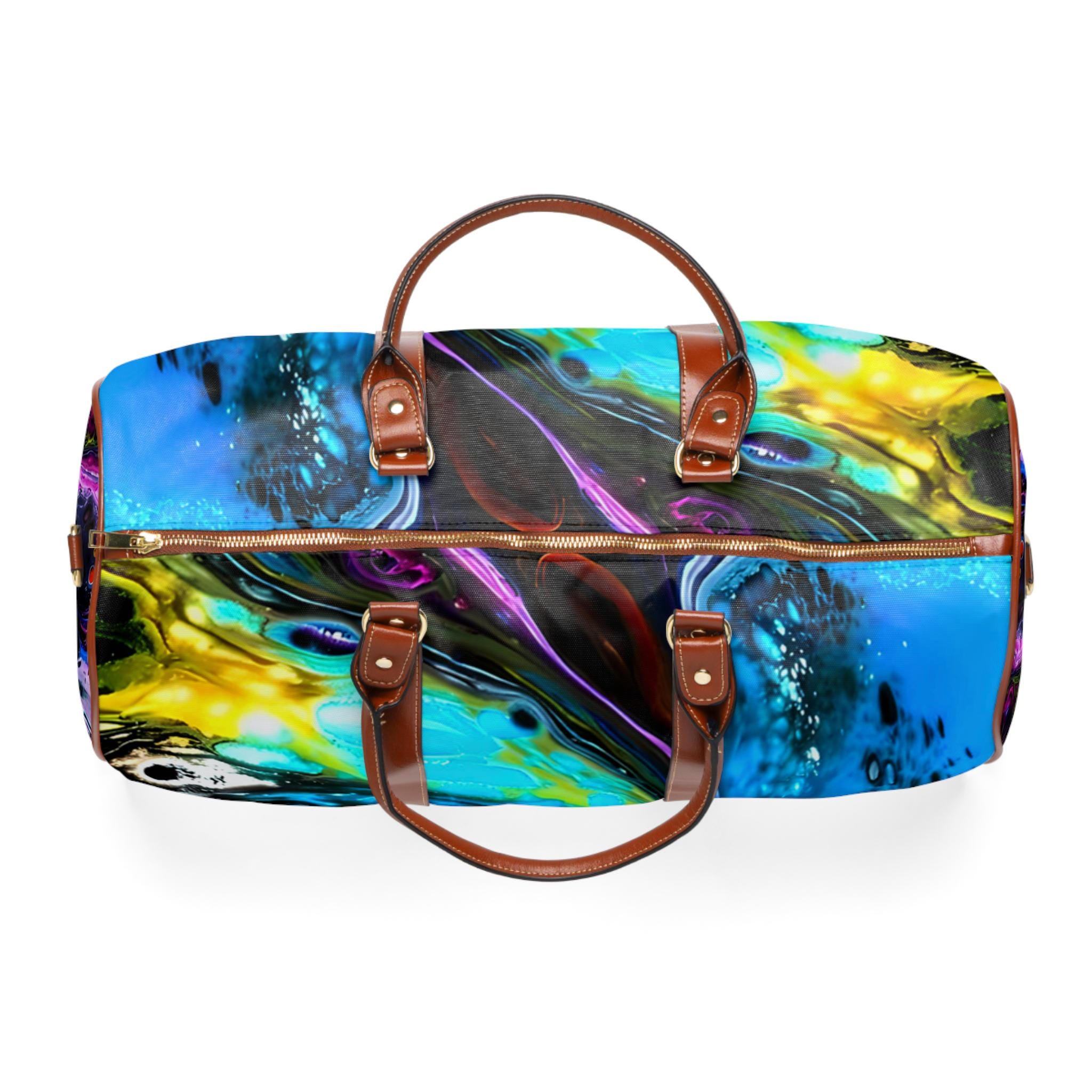 Island Swell Colorful Waves Waterproof Travel Bag | Tropical Beach Pattern