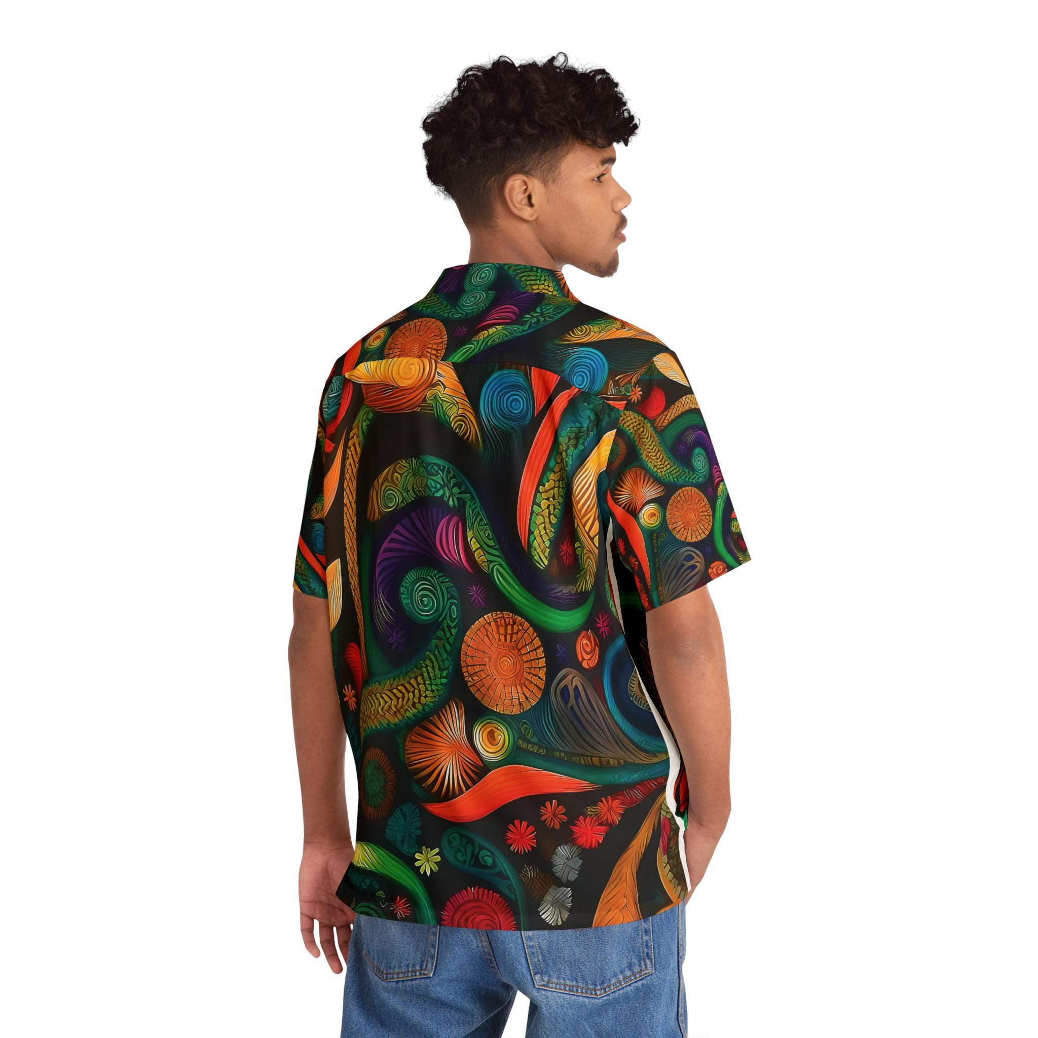 Psychedelic Swirl Pattern Men's Hawaiian Shirt | Colorful Abstract AOP