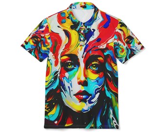 Bunt Damen Illustration Polo-Shirt | Lebendiges weibliches Porträt, helle Mode