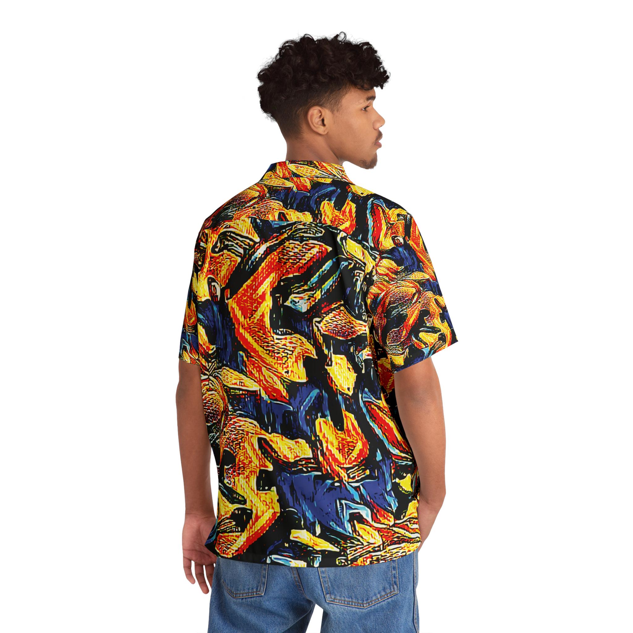 Gold On Blue Bula Shirt