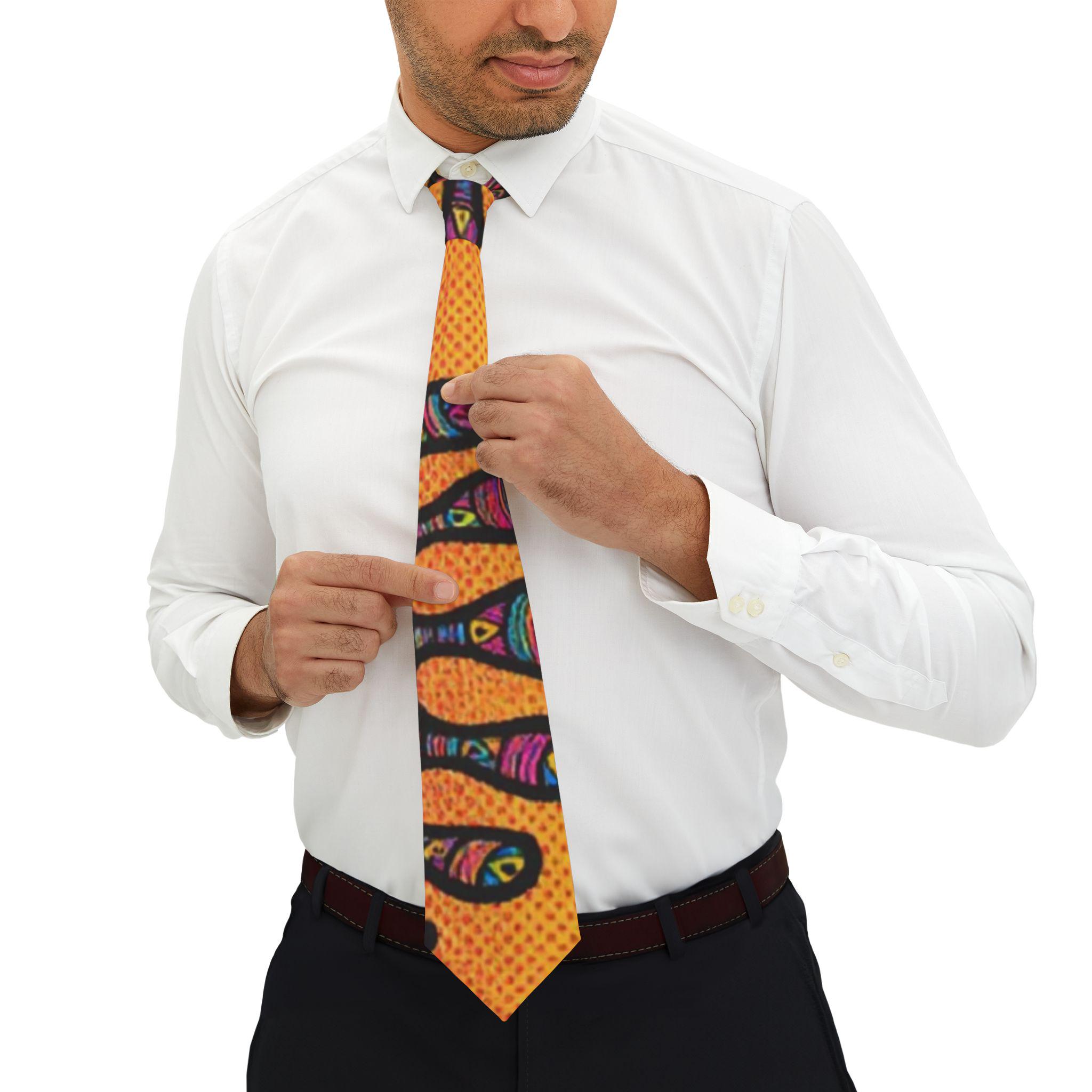 Paisley Orange Necktie — Vibrant Retro Pattern Tie for Men