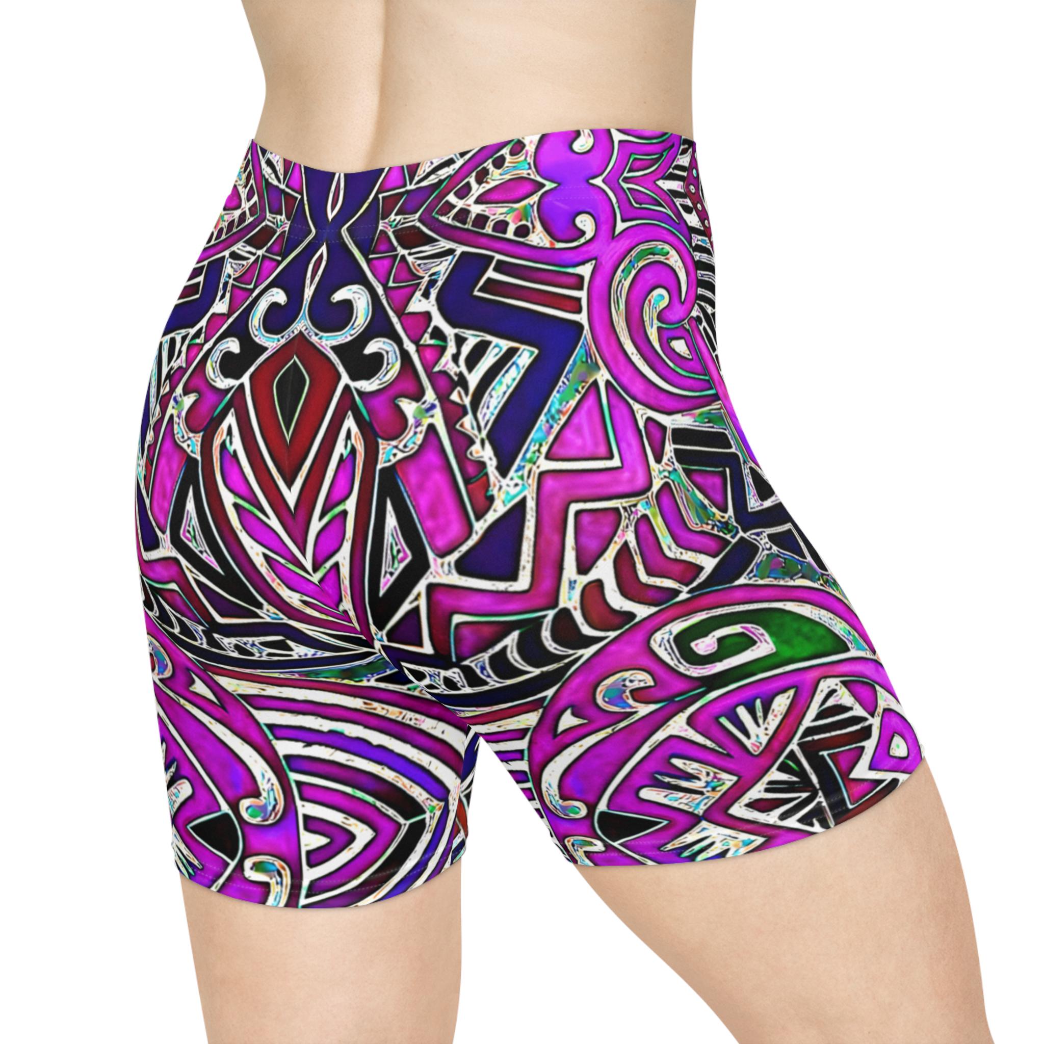 Purple Indo - Womens Biker Shorts